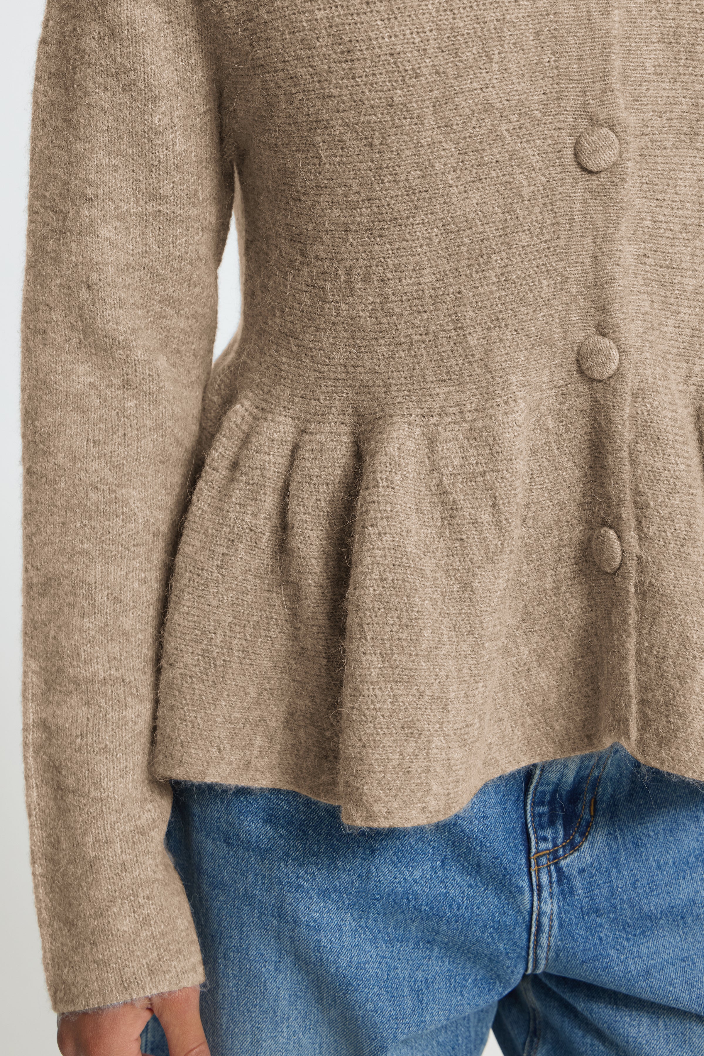 Ichi IHKamara Cardigan med peplum, Fungi