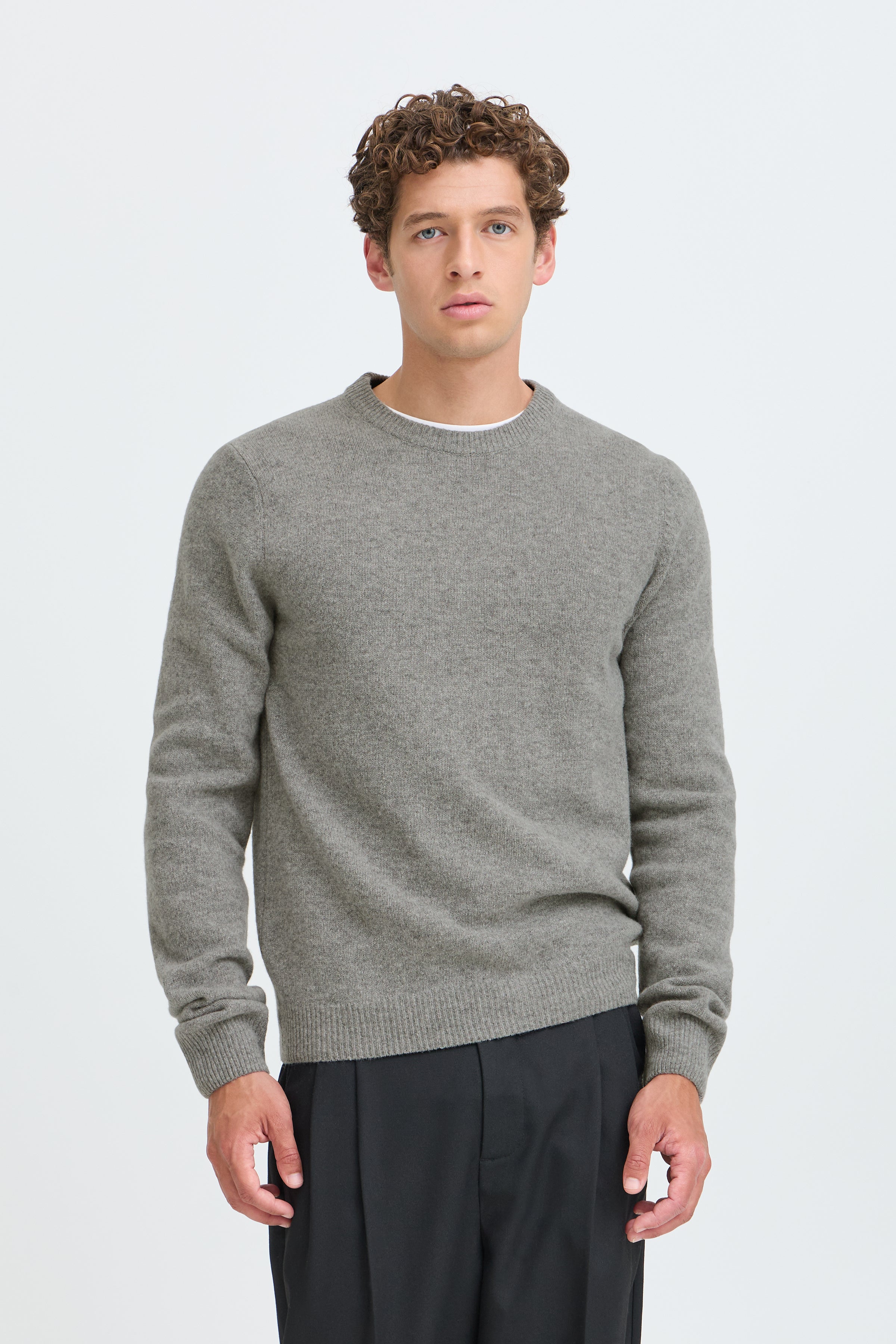 Casual Friday - CFKarl Lambswool Crew Neck Knit Monument