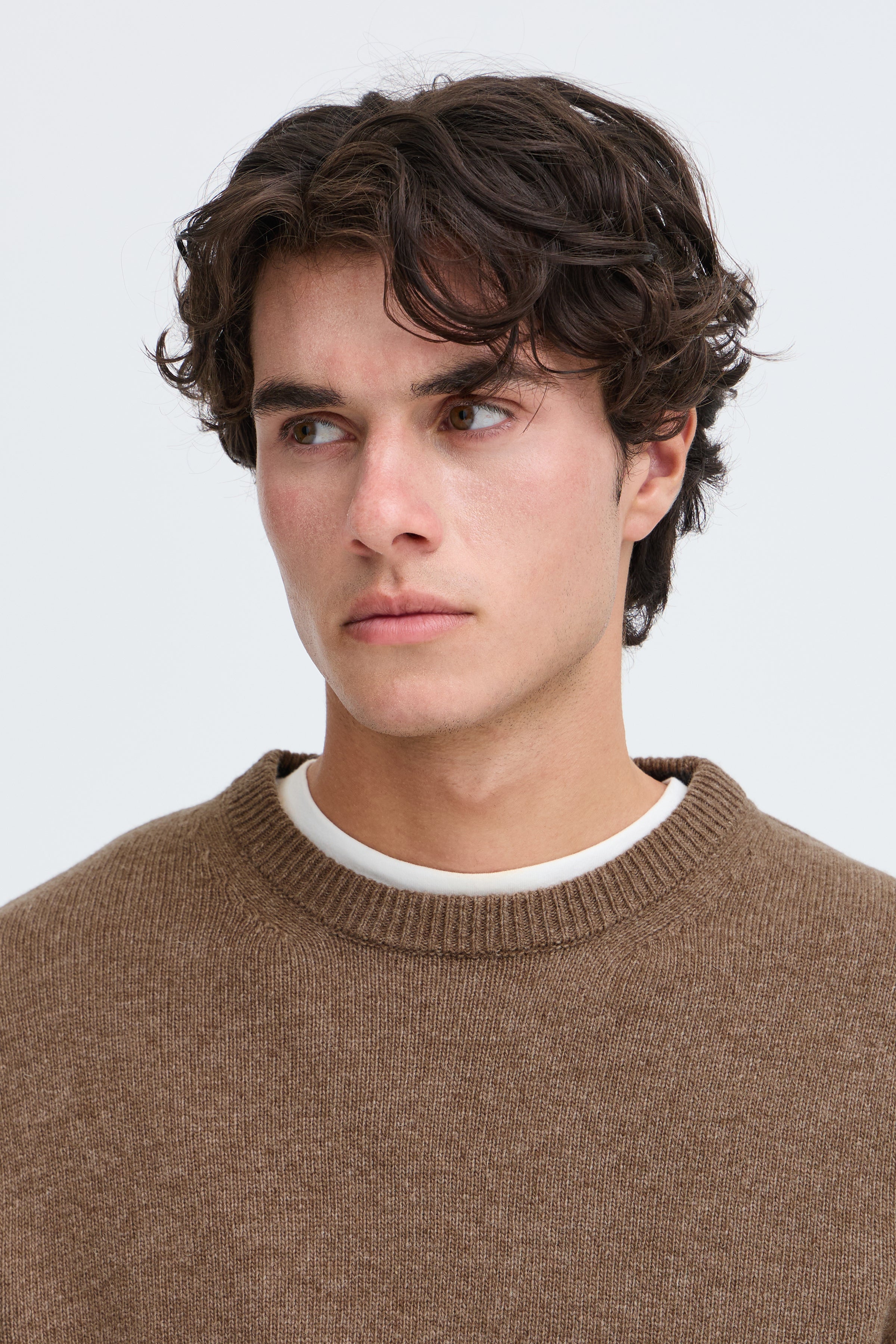 Casual Friday - CFKarl Lambswool Crew Neck Knit Chocolate