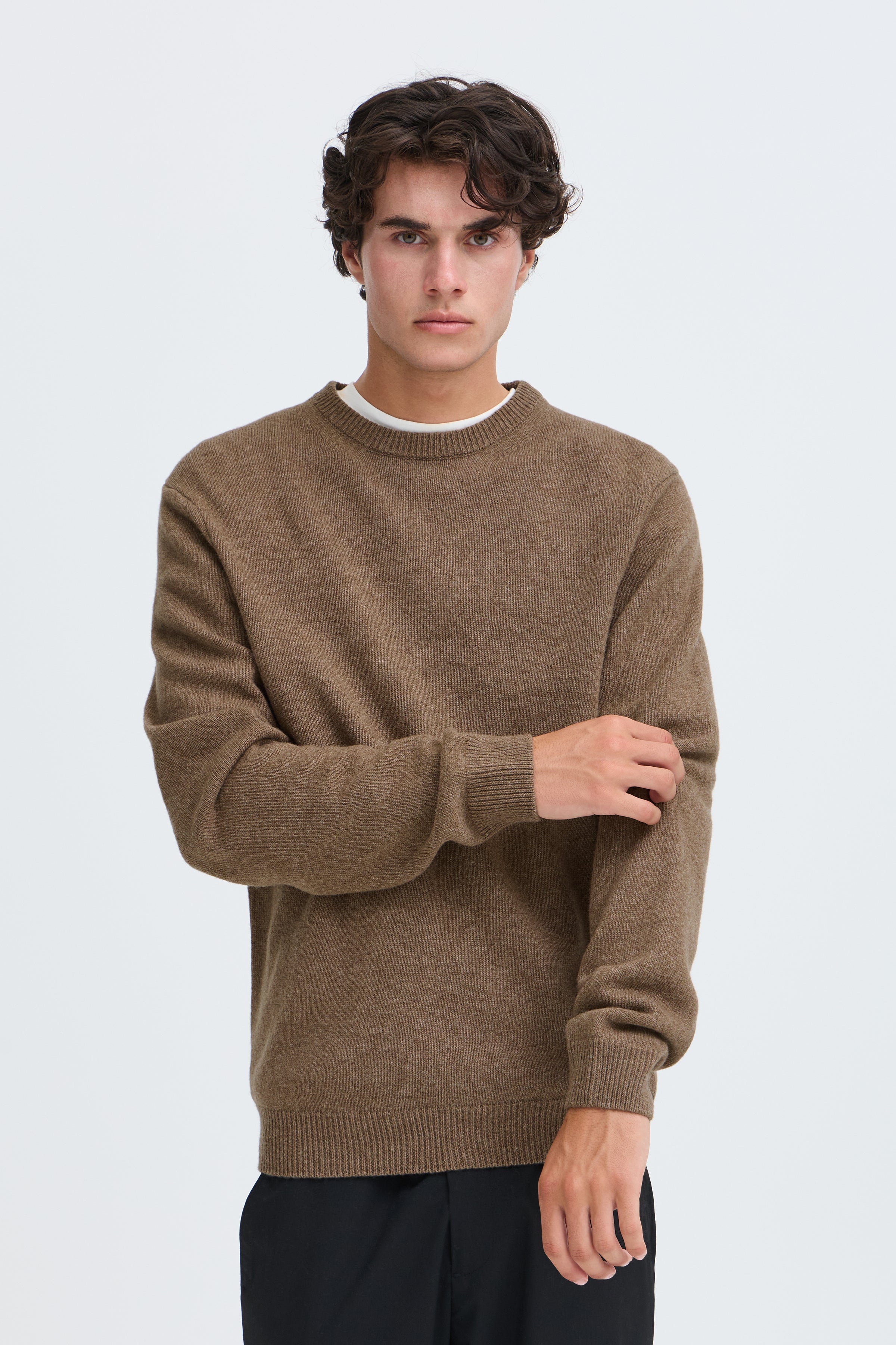 Casual Friday - CFKarl Lambswool Crew Neck Knit Chocolate