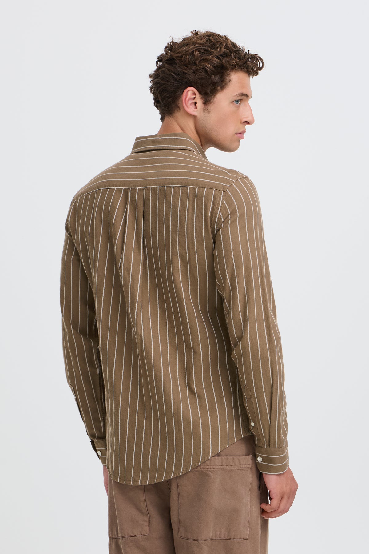 Casual Friday - CFANTON LS BD Striped Shirt Chocolate Chip
