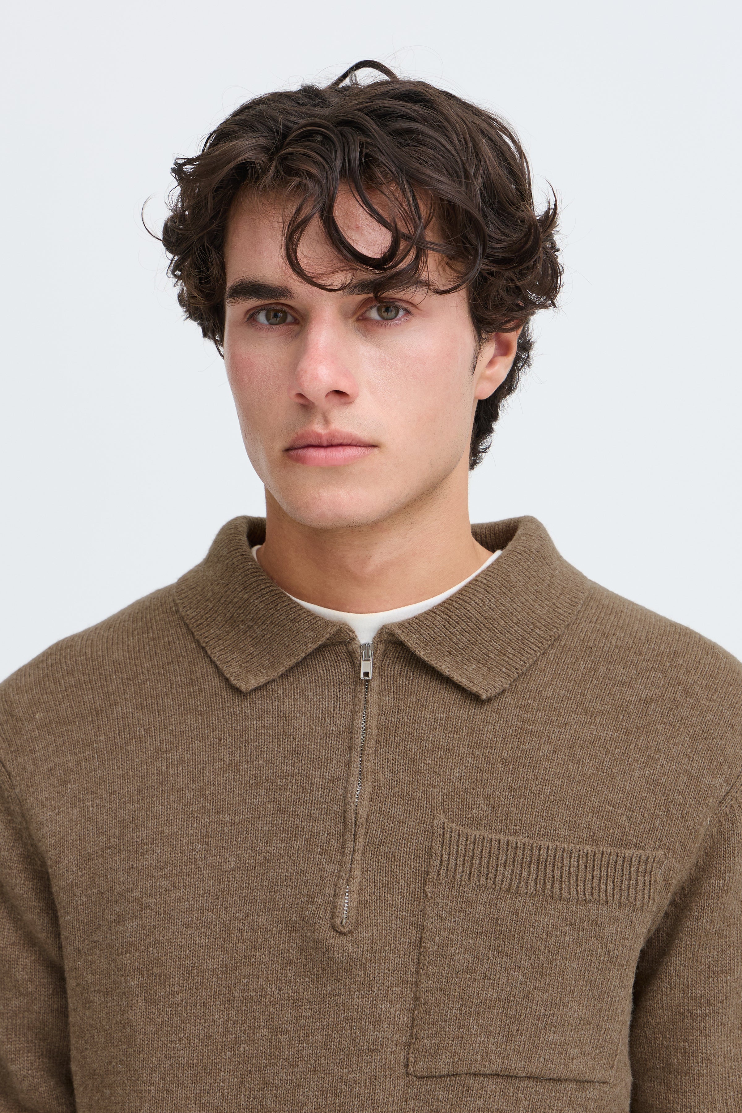 Casual Friday - CFFelipo Lambswool Polo Knit Chocolate