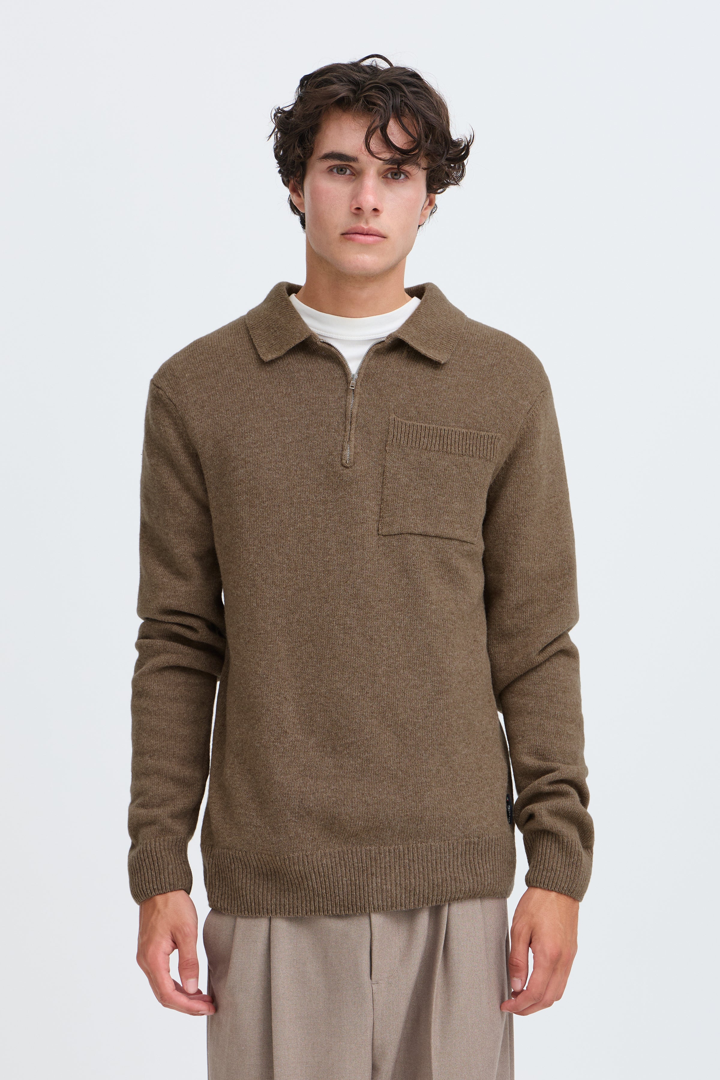 Casual Friday - CFFelipo Lambswool Polo Knit Chocolate