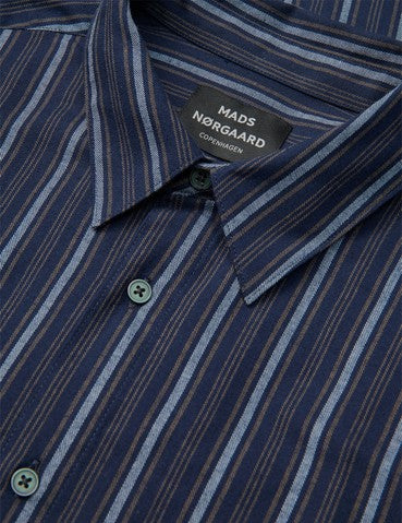 Mads Nørgaard - Flannel Stripe Sune Skjorte Navy