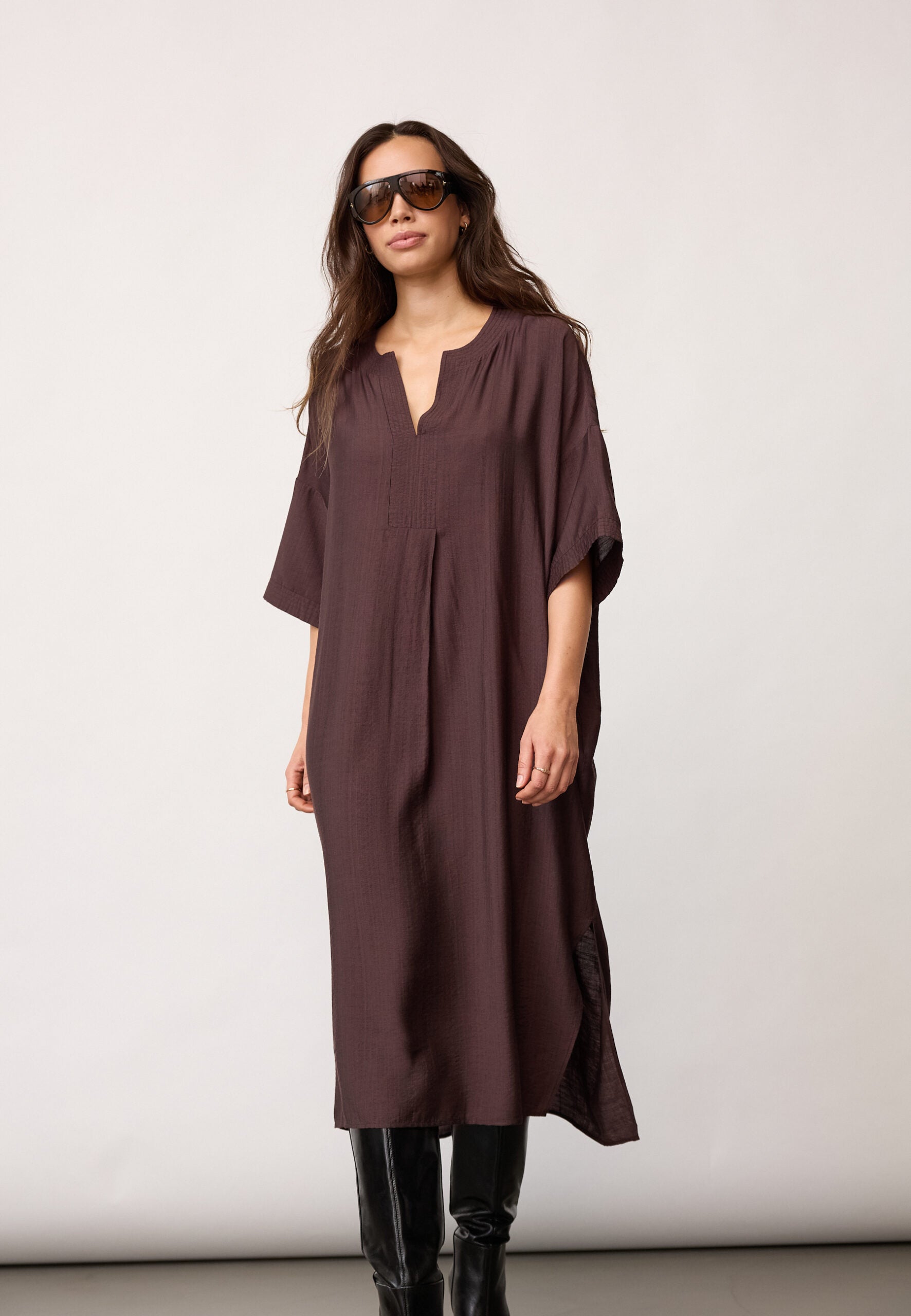 Co'Couture - HeraCC Tunic V-Dress, brun