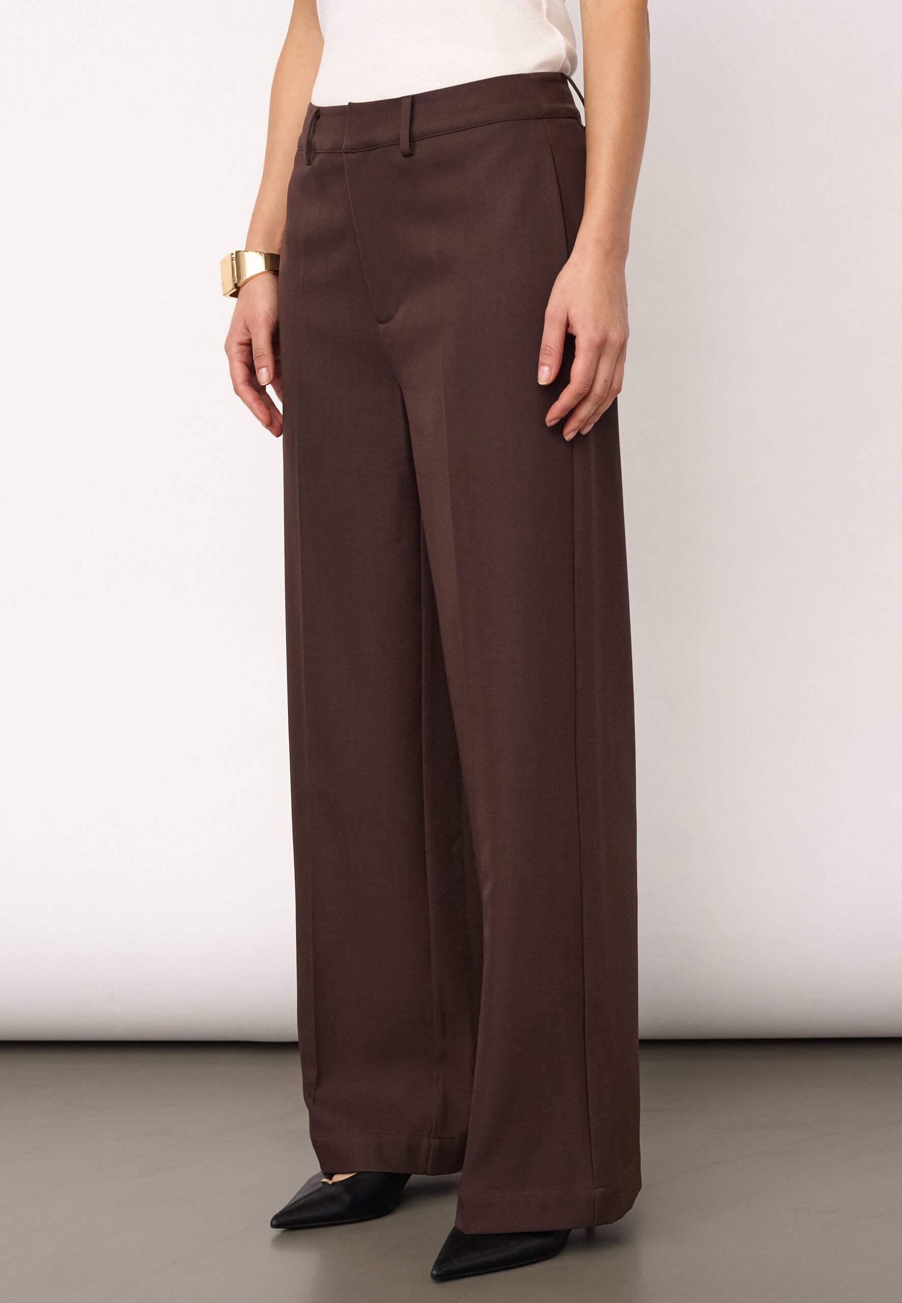 Co'Couture - LunaCC Wide Pant i mørkebrun