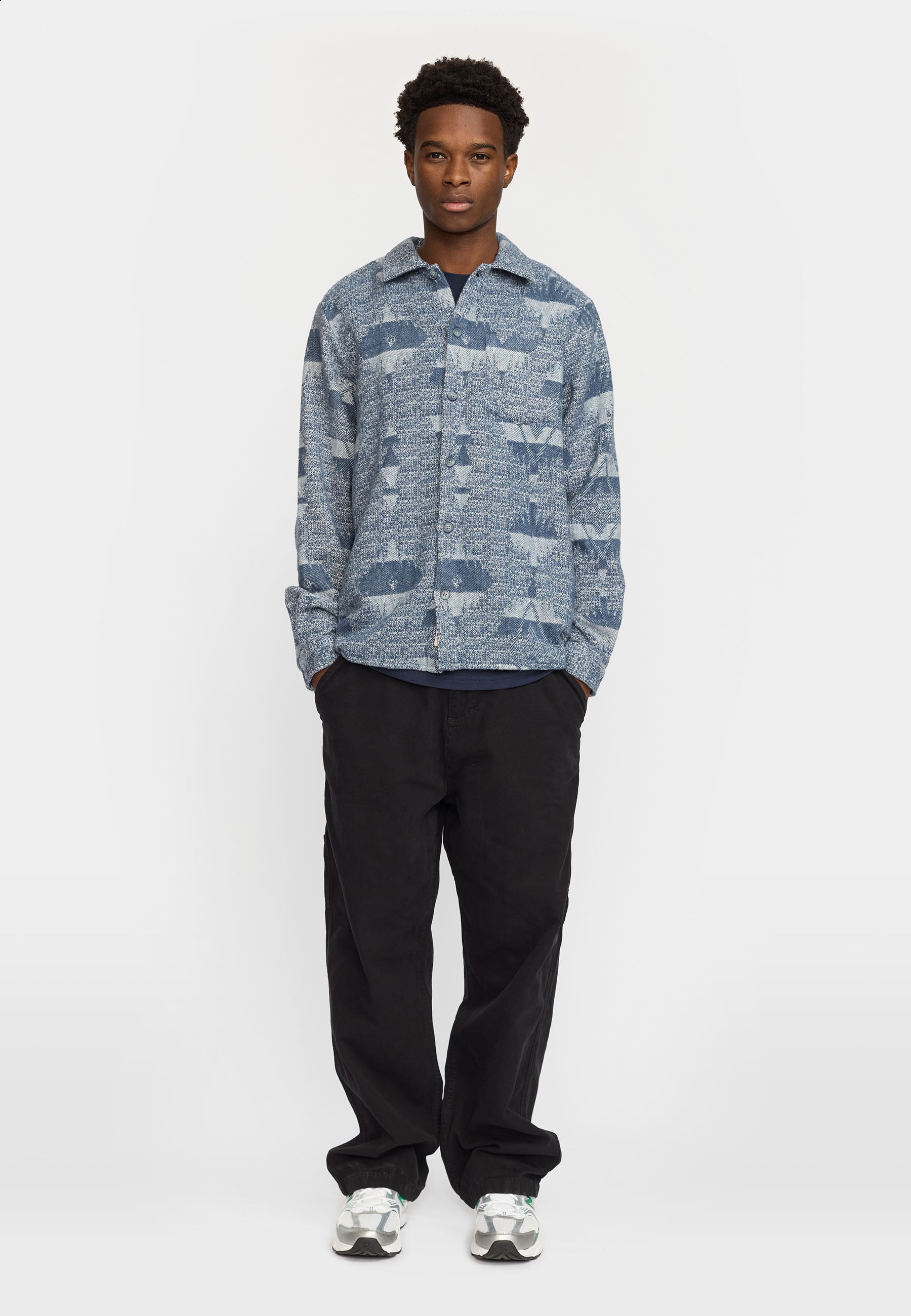 Revolution - Casual Shirt i Blue Pattern