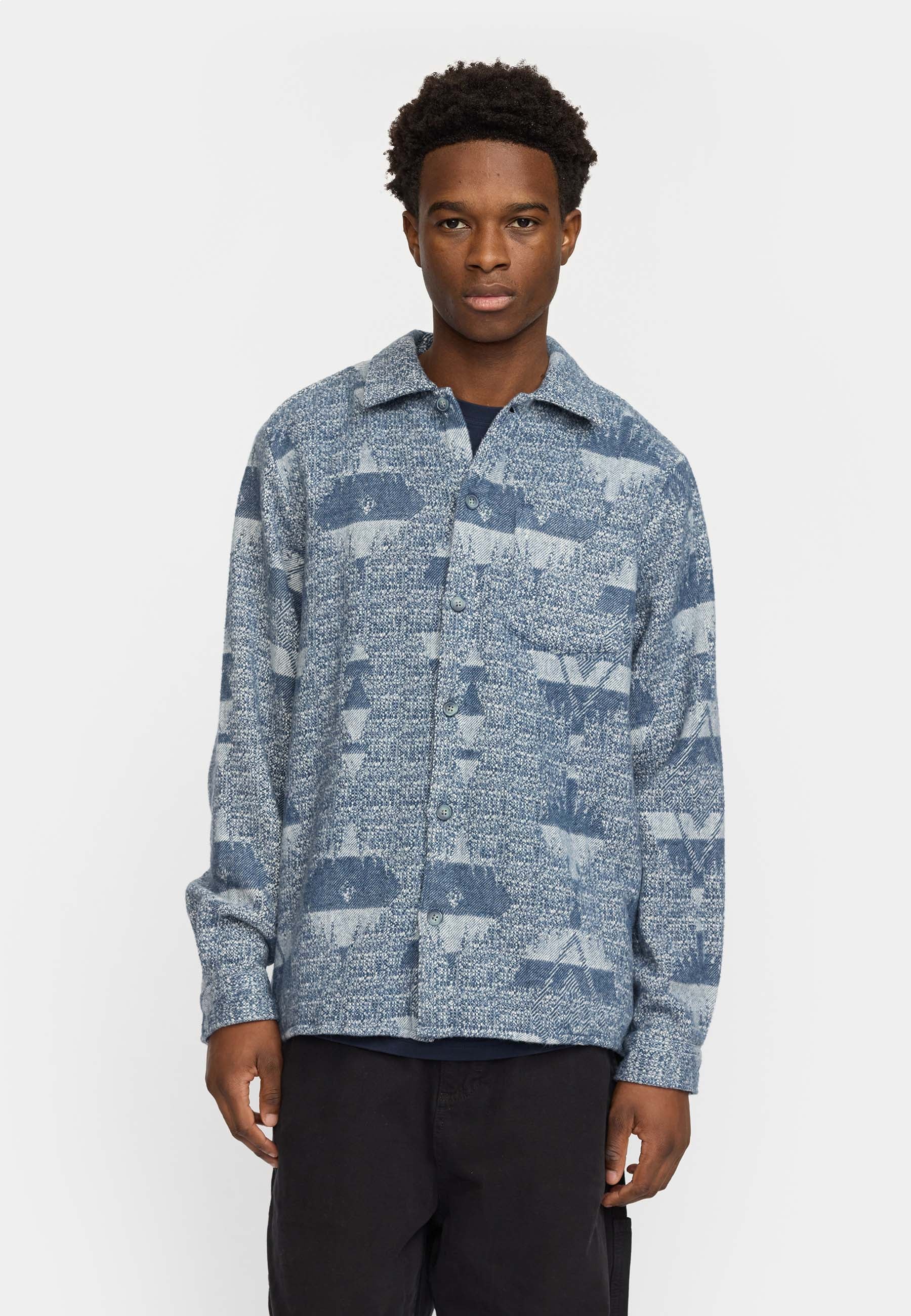 Revolution - Casual Shirt i Blue Pattern