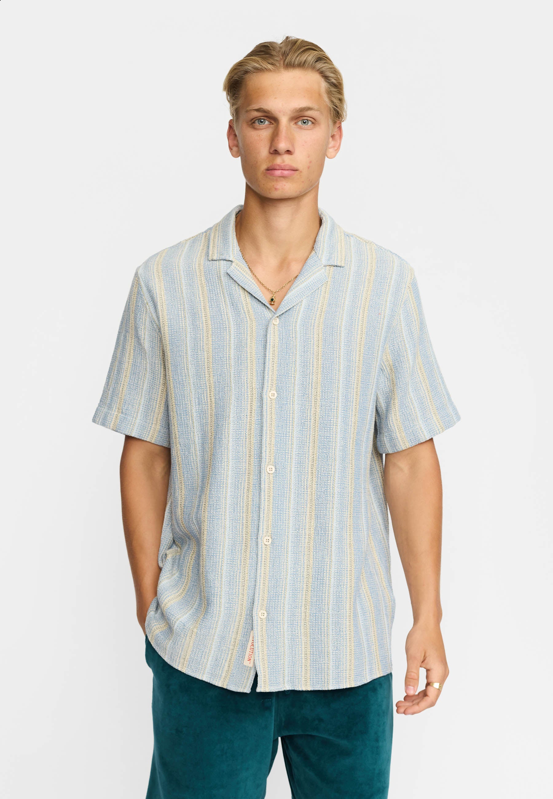 Revolution - Short-sleeved Cuban Shirt Blå