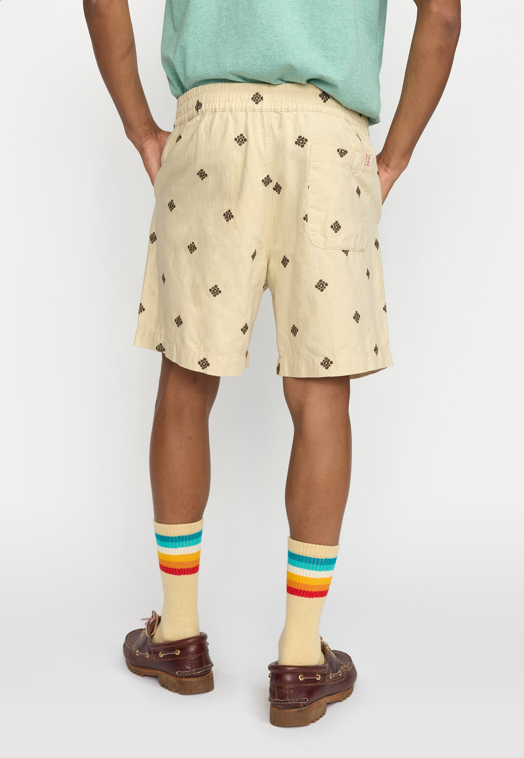 Revolution – Linen Shorts med Print i Offwhite