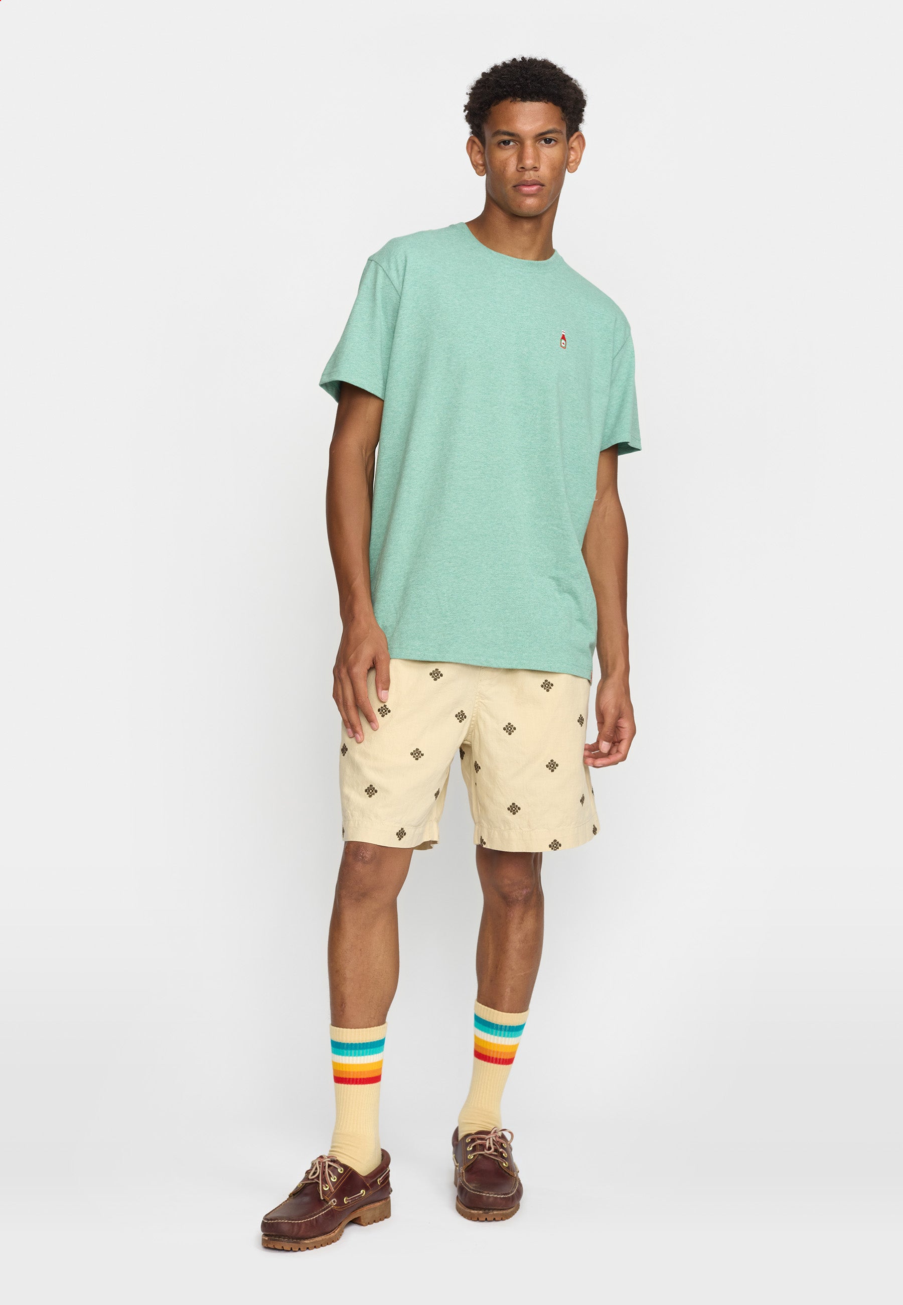 Revolution – Linen Shorts med Print i Offwhite