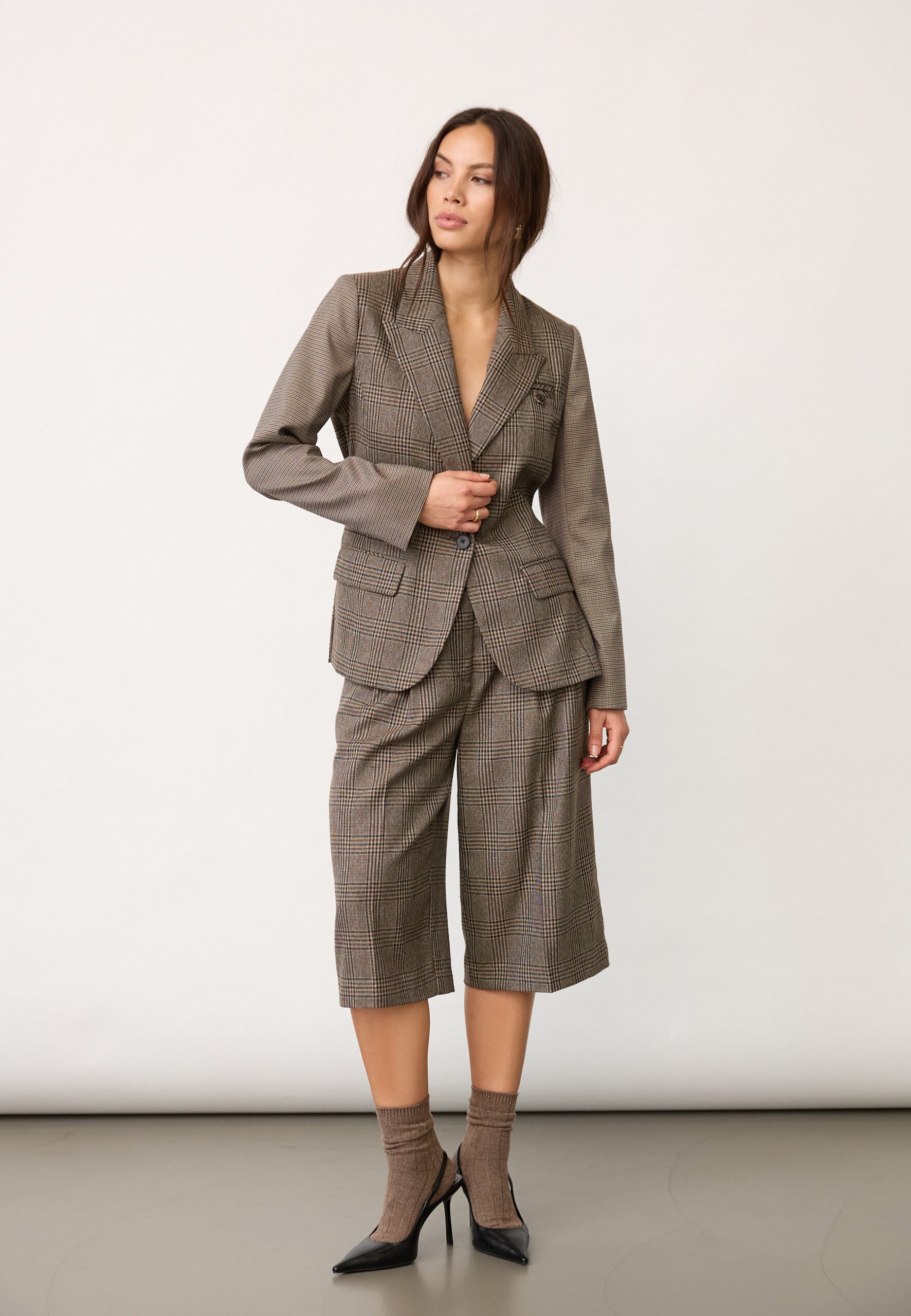 Co'Couture - VeyaCC Check Fitted Blazer