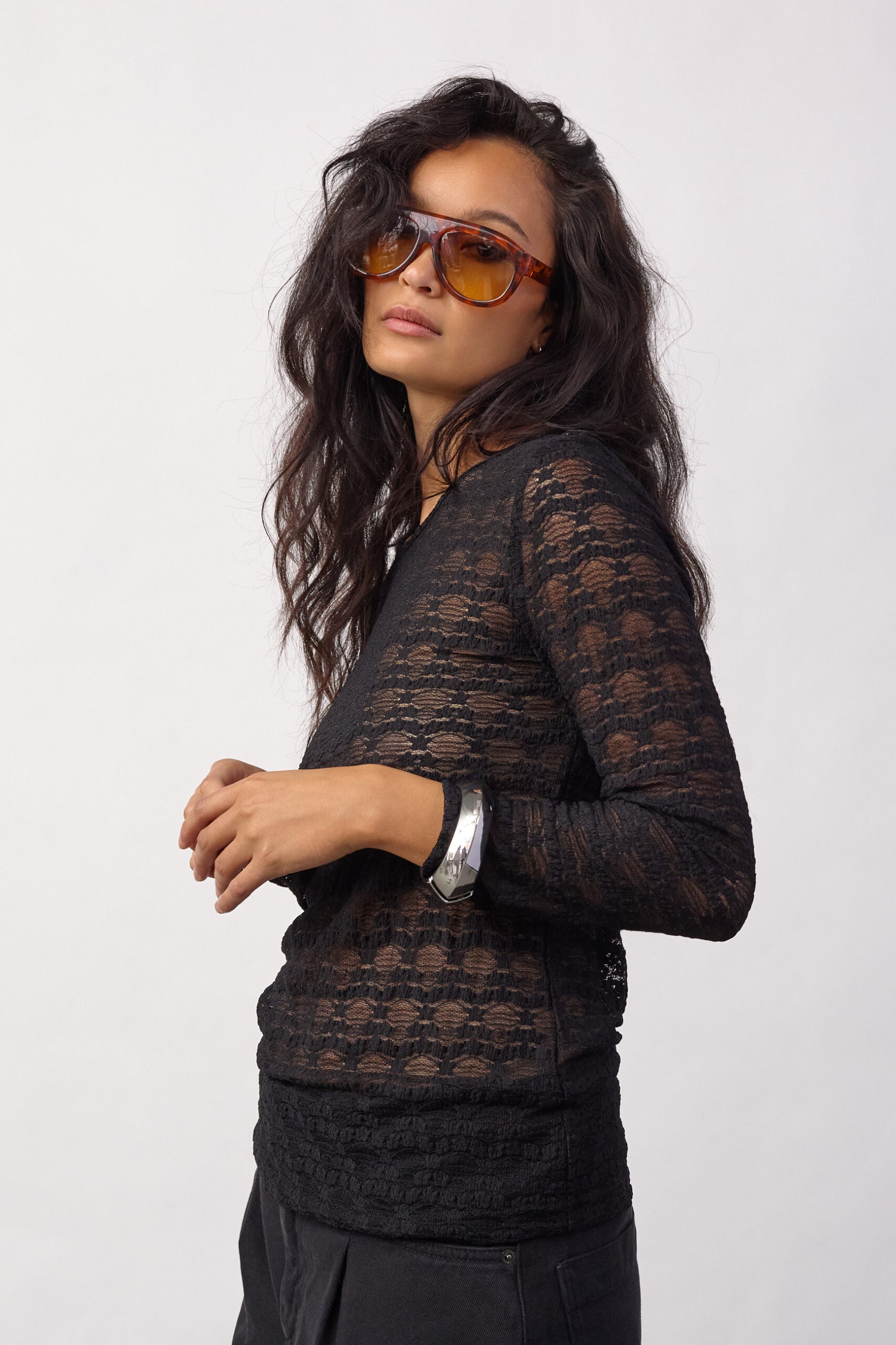 Co'Couture - BarieCC O-Neck mesh bluse