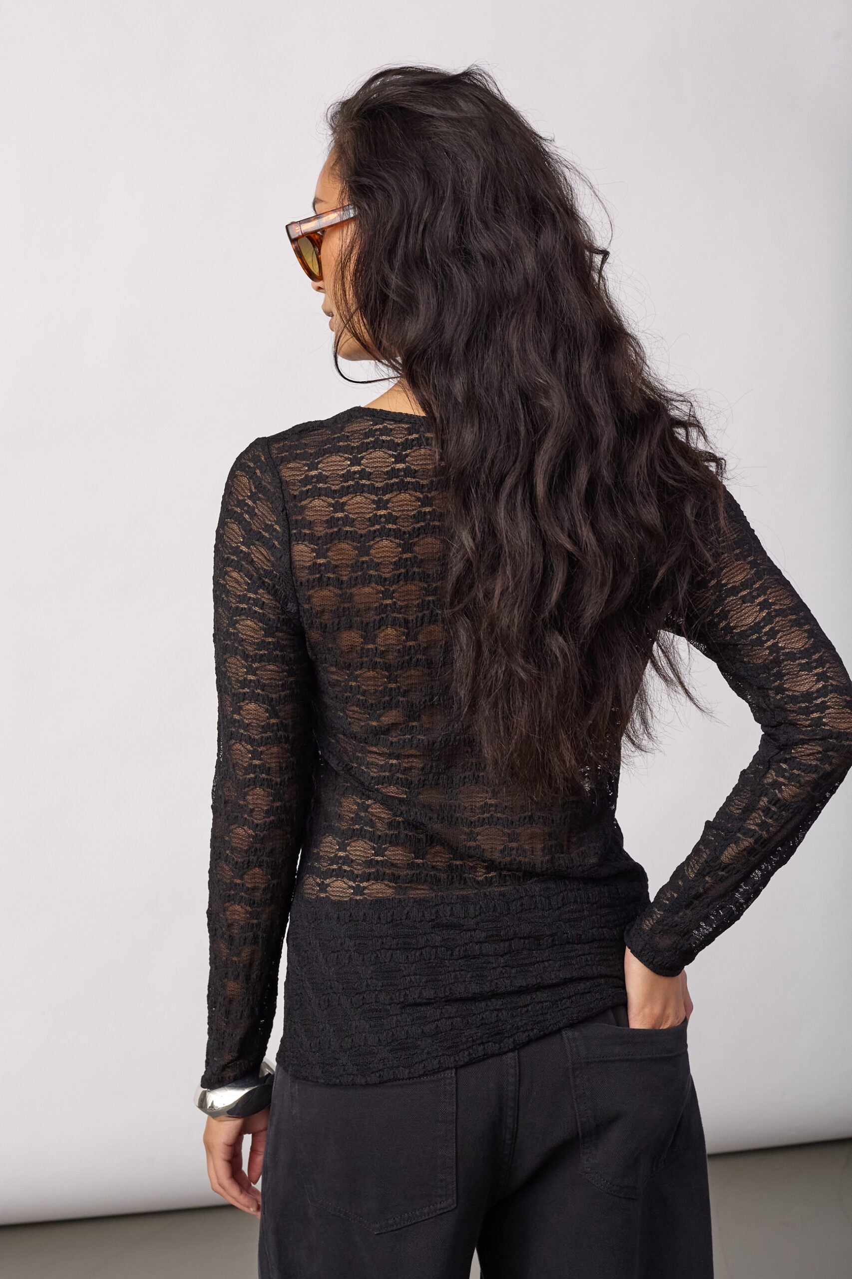Co'Couture - BarieCC O-Neck mesh bluse