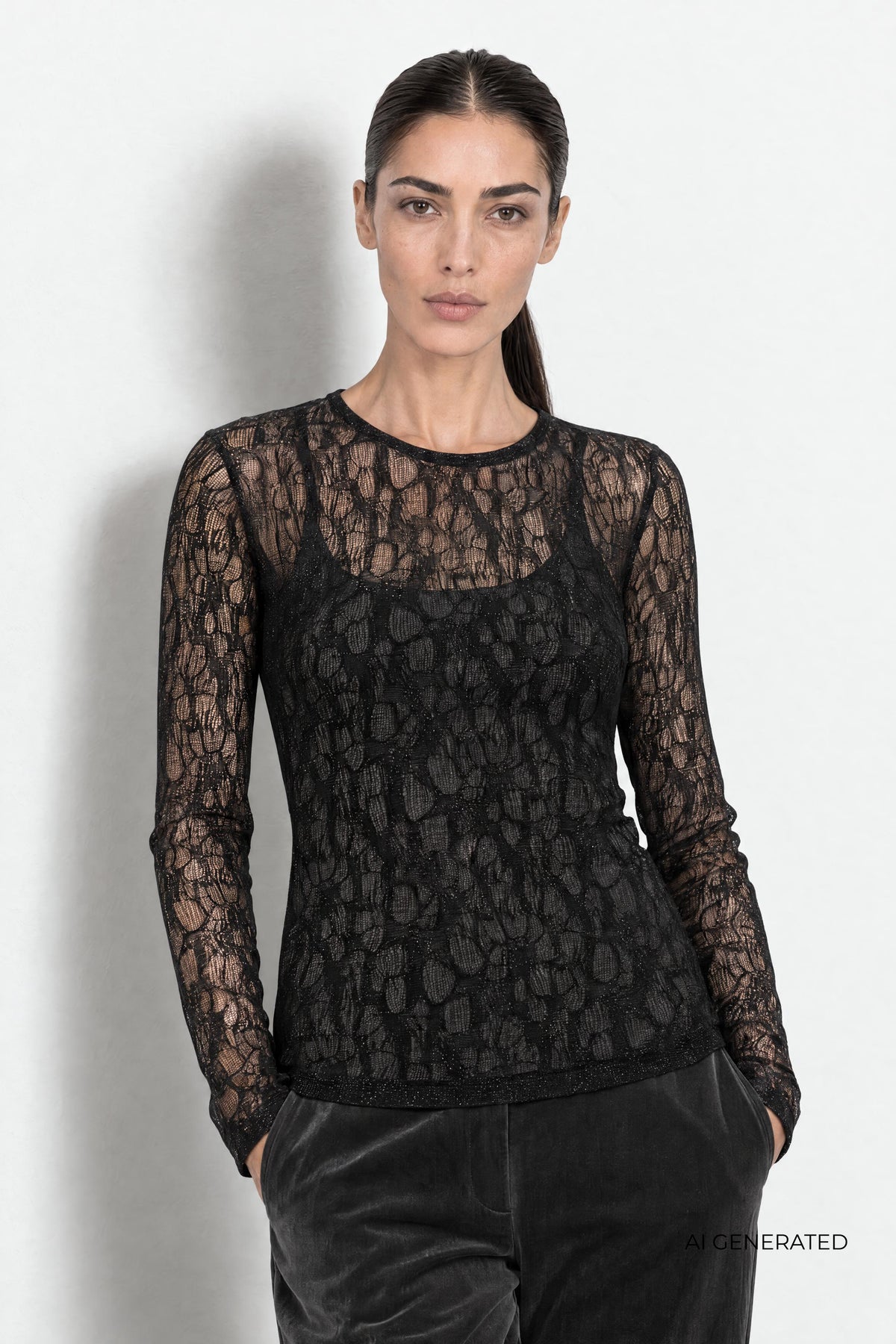 Leveté room - LR-Urina 1 Meshbluse i sort