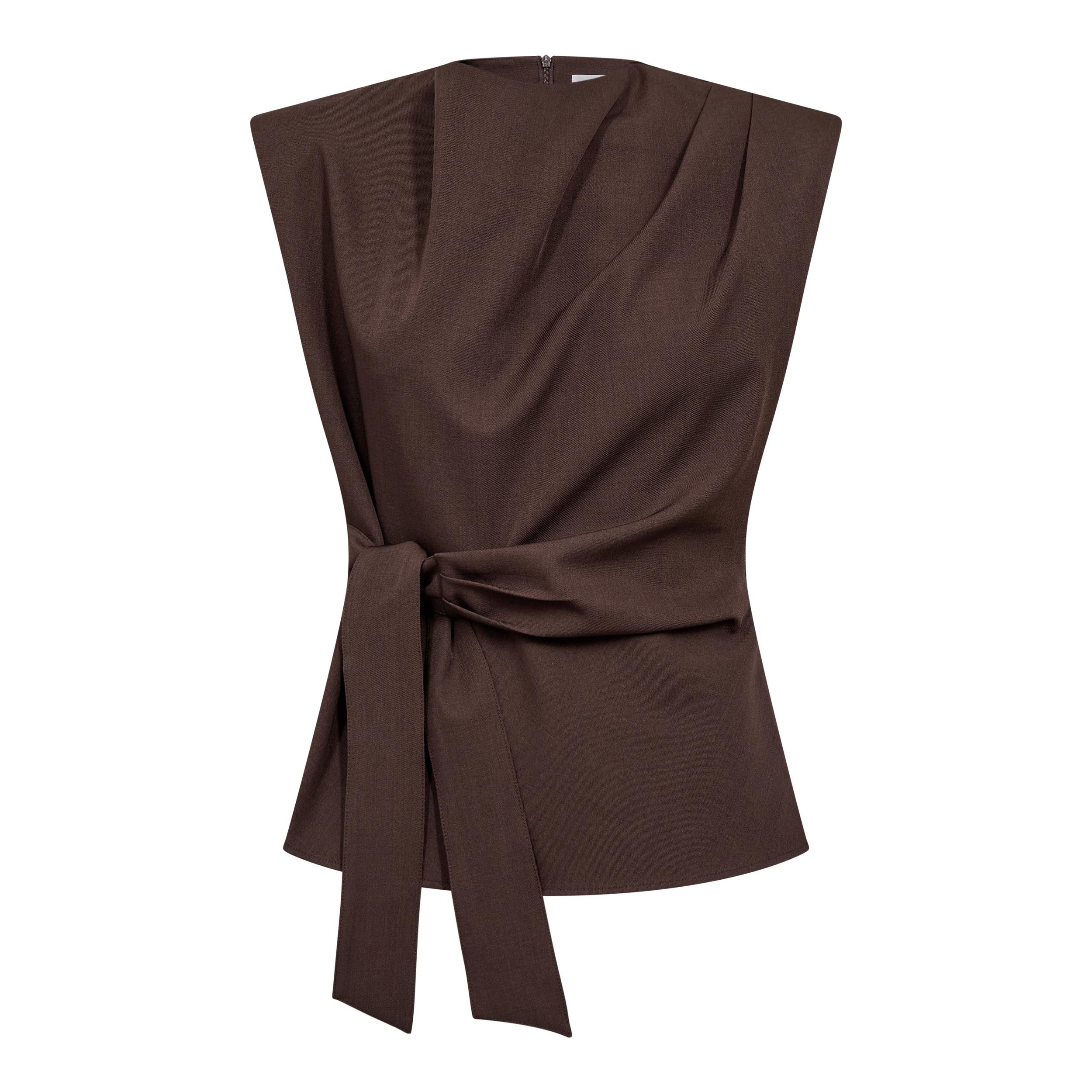 Co'Couture - LunaCC Pleat Top i brun