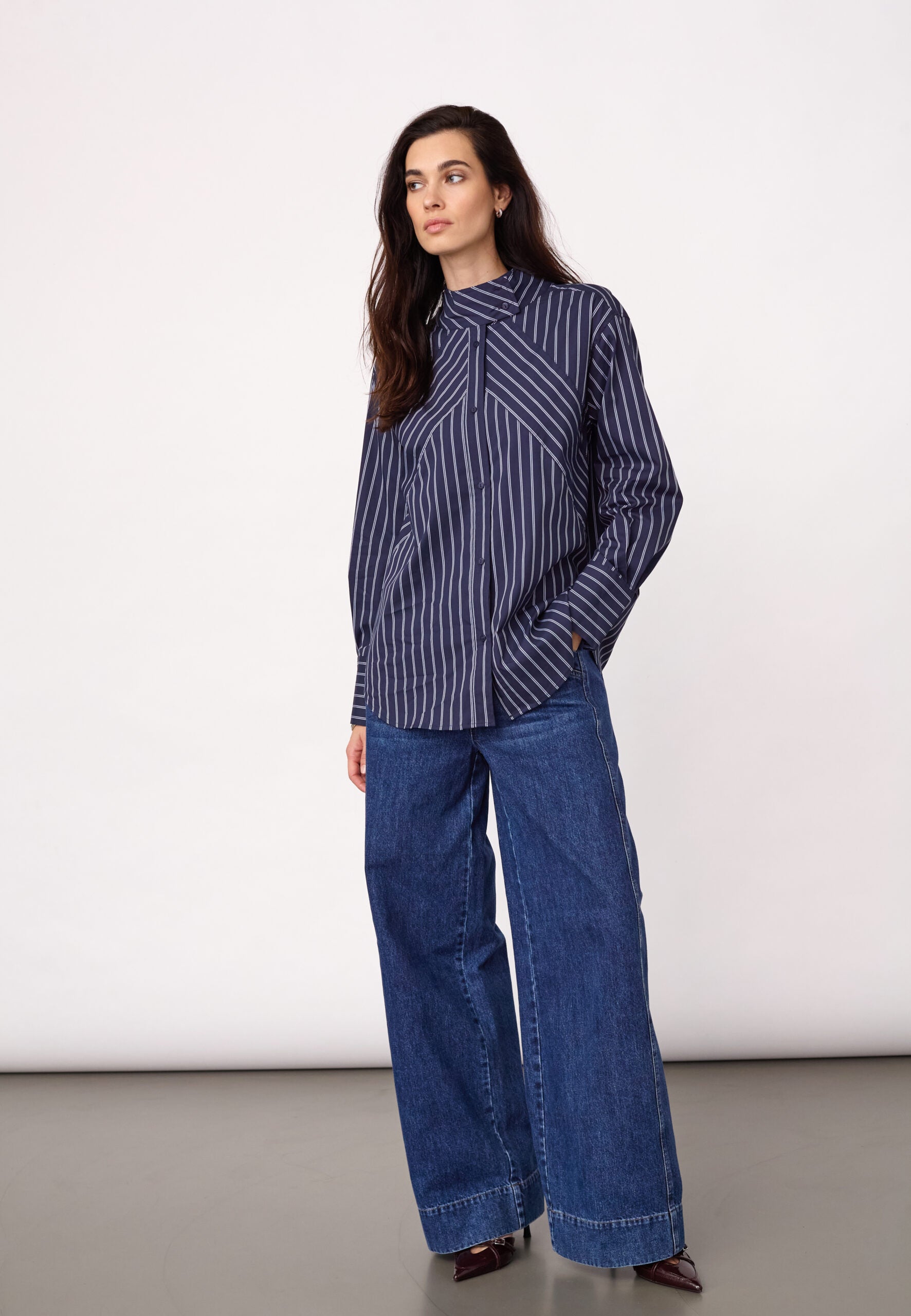 Co'couture - SomoCC Stripe Funnel Neck Shirt