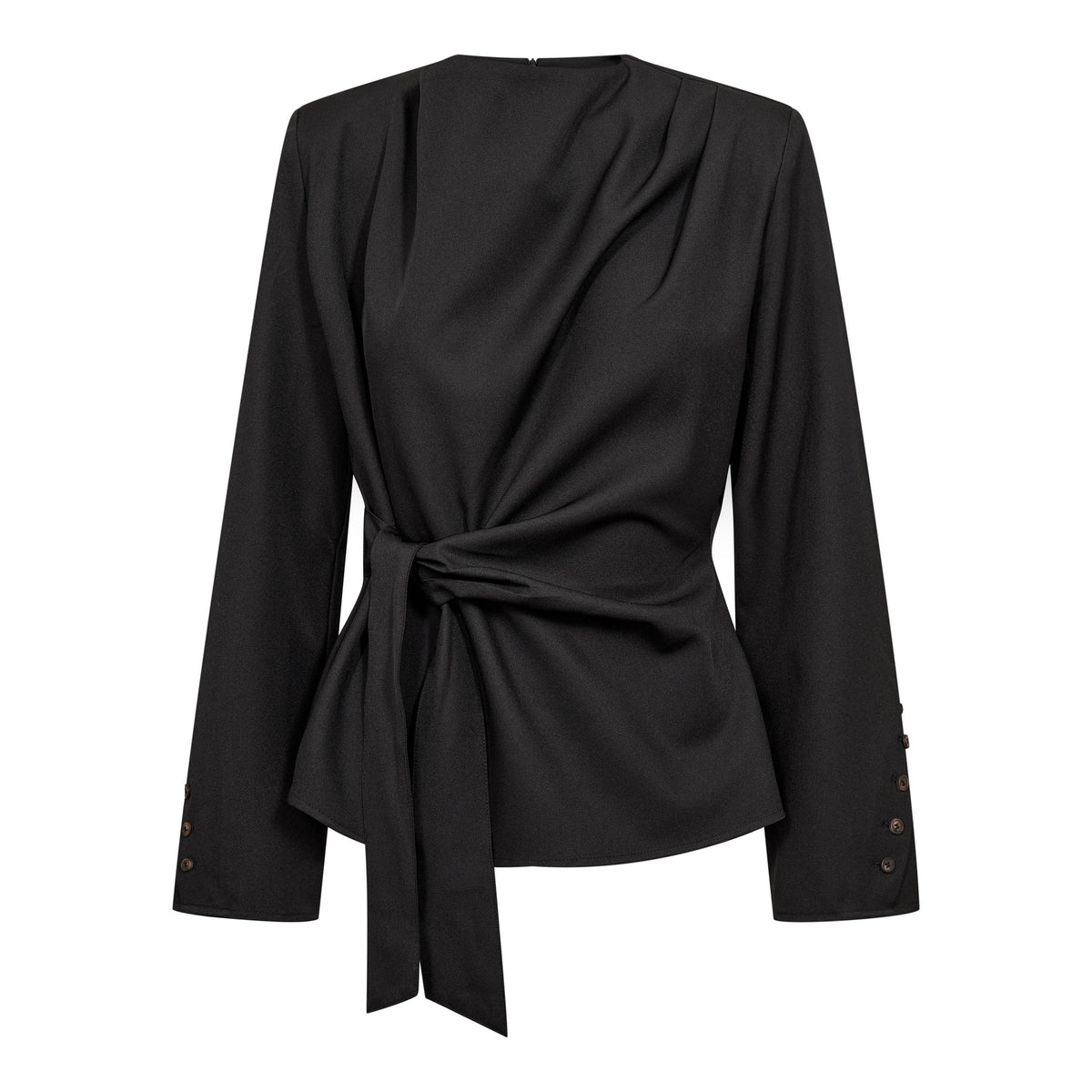 Co’Couture – LunaCC Pleat Tie Blouse – Black