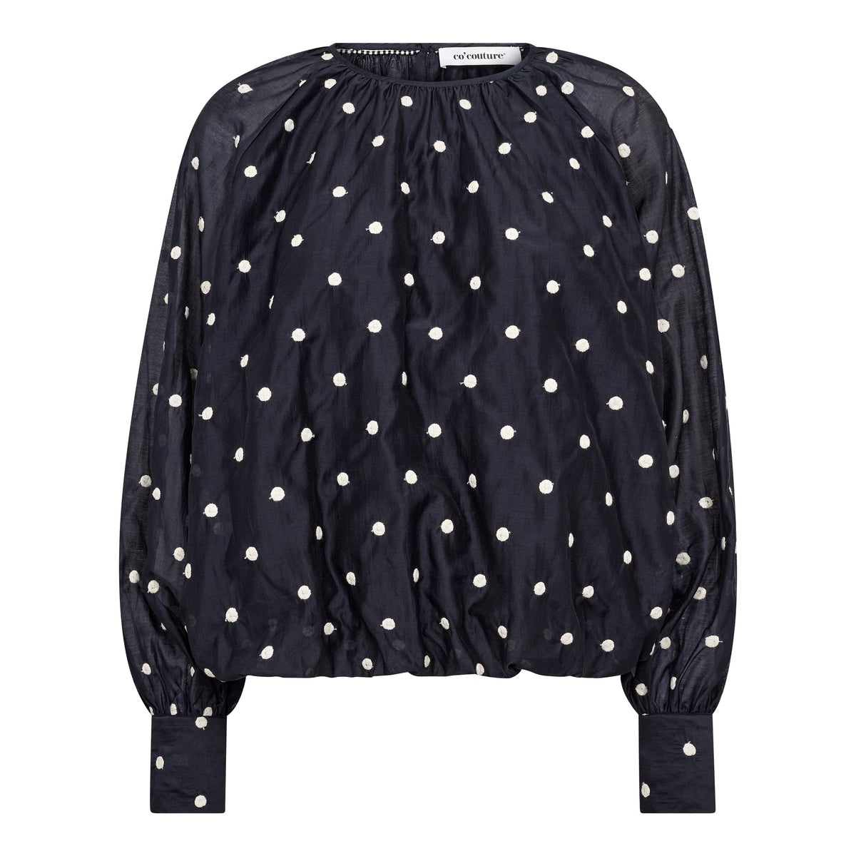 Co’Couture – DitaCC Dot LS Balloon Blouse – Navy