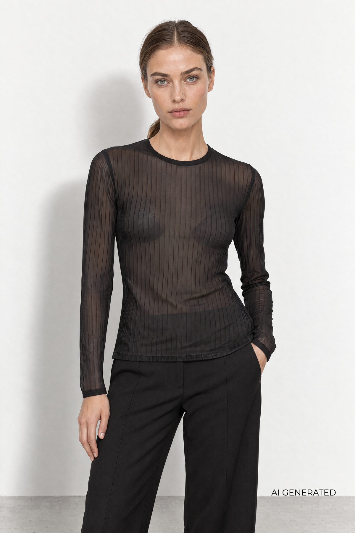 Leveté Room - LR-Uwa 1 meshbluse i sort