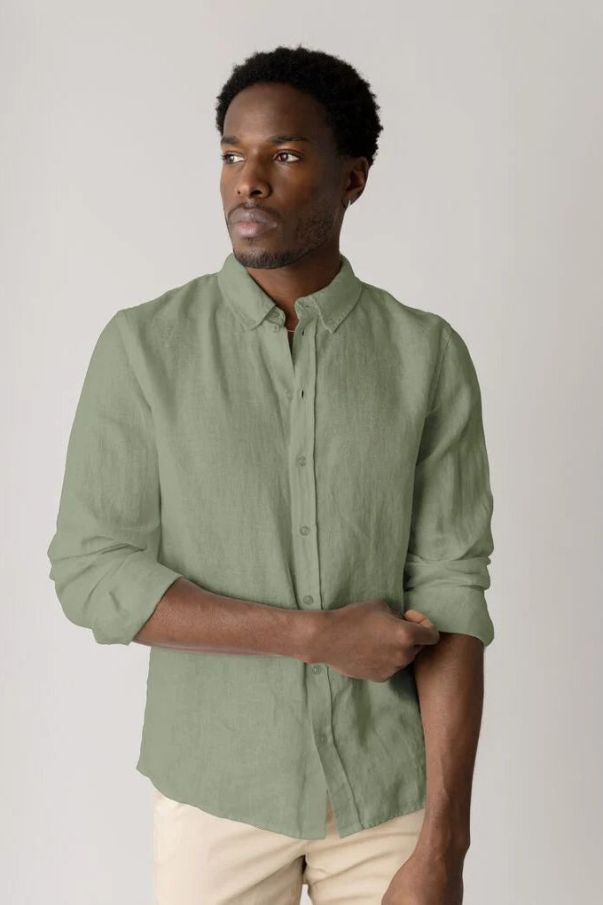 Mos Mosh Gallery - MMGTheo Linen Skjorte Watercress