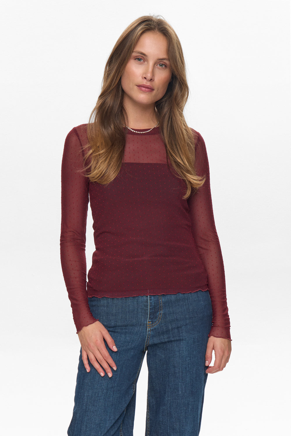 Nümph - NUJinnie Meshbluse i bordeaux