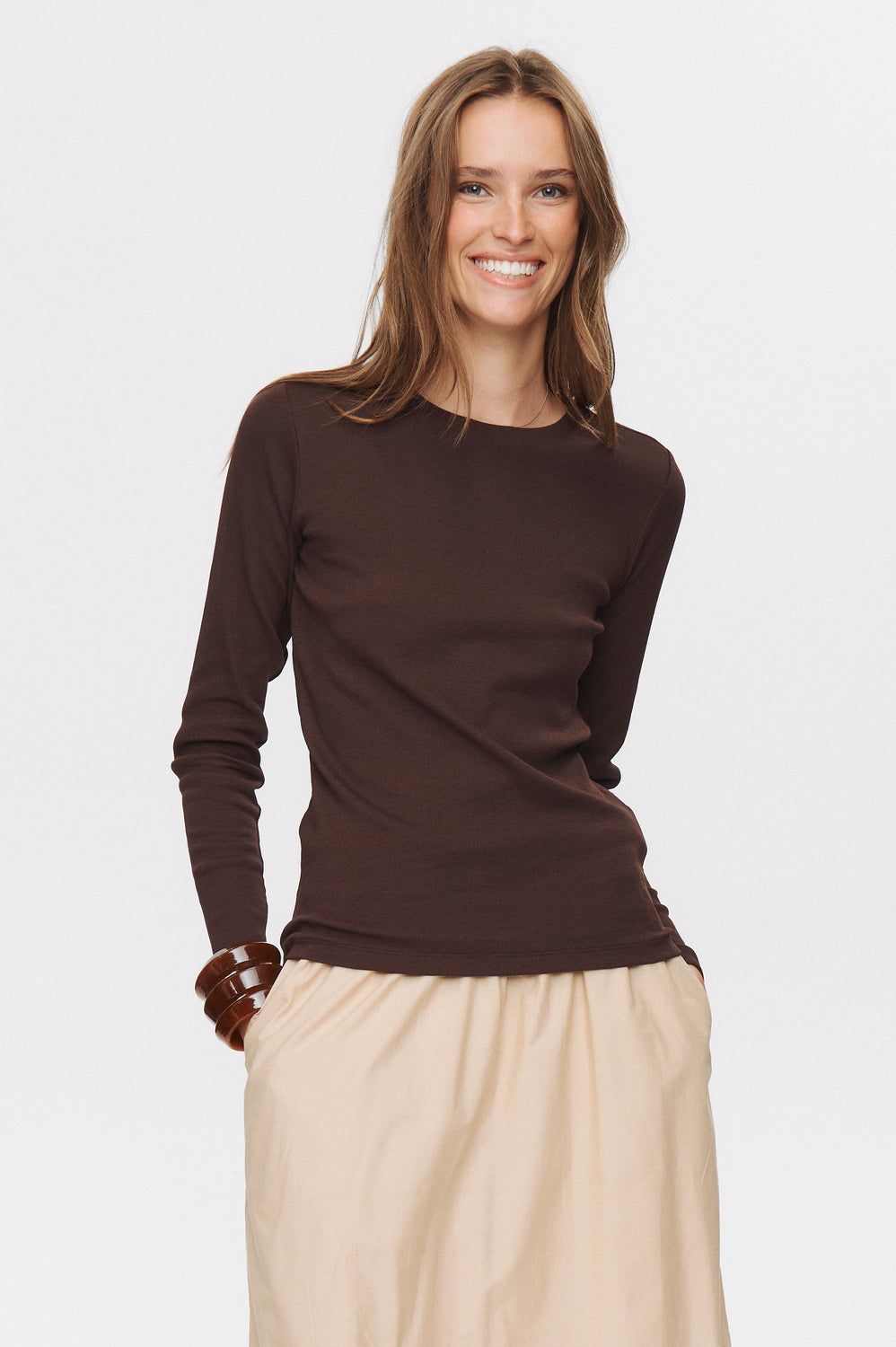Nümph - NURiley LS Tee i mørkebrun