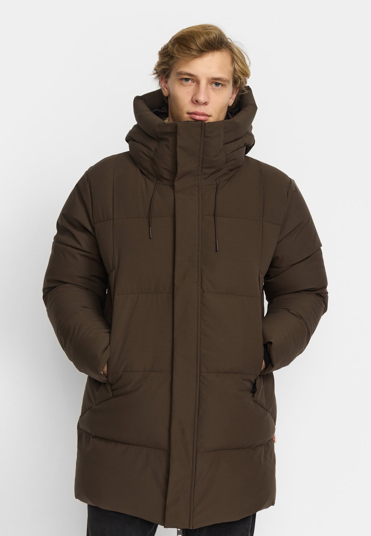 Revolution - Hooded Puffer Jacket - Darkbrown