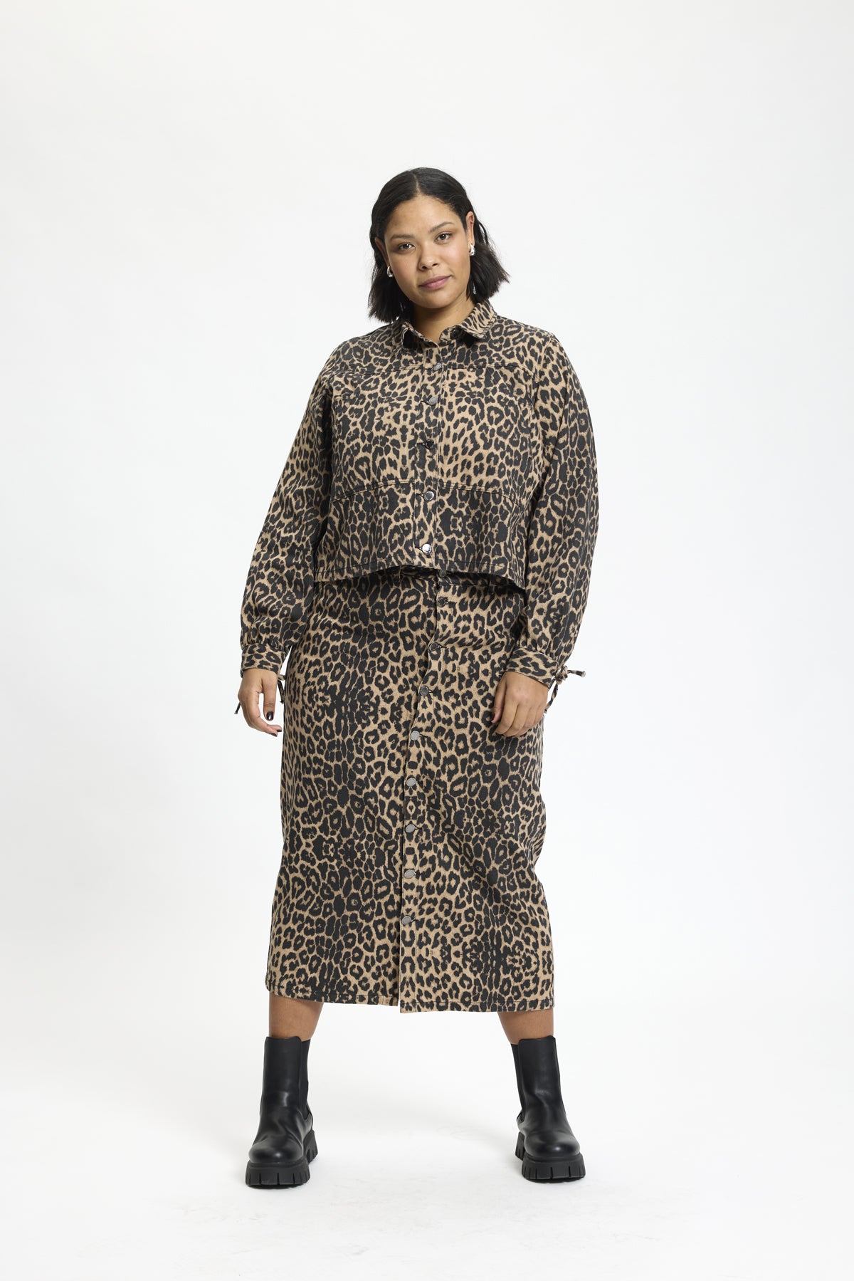 Anyday - Leopard denim nederdel