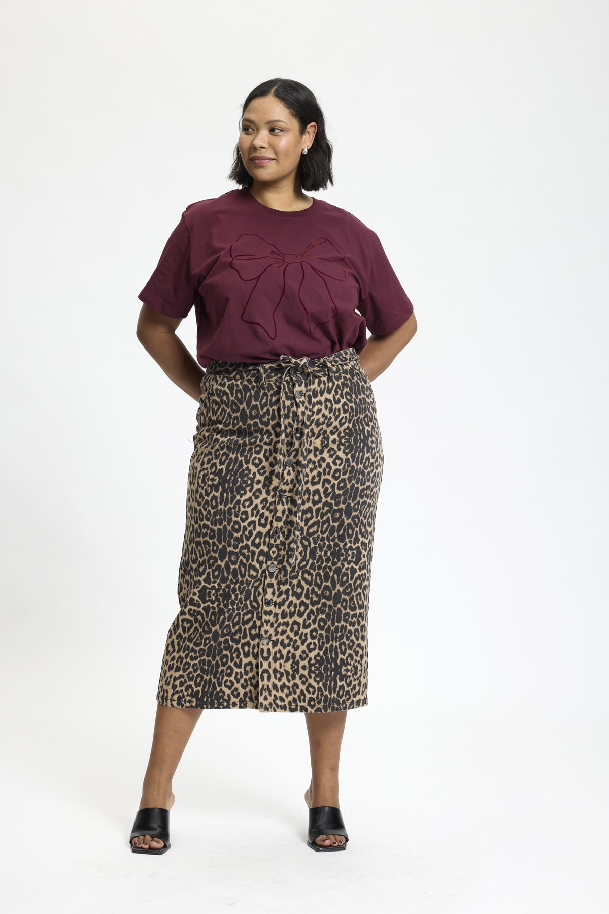 Anyday - Leopard denim nederdel