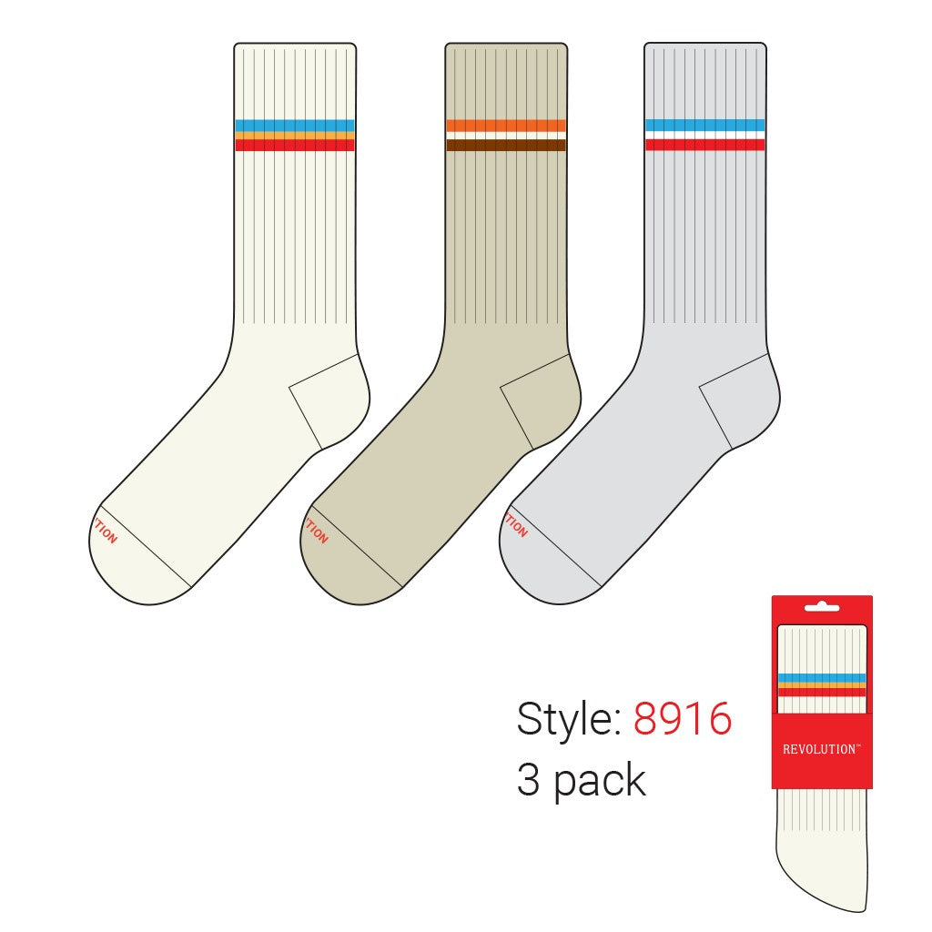 Revolution – Jaquard Crew Sock 3-pack i Multicolor