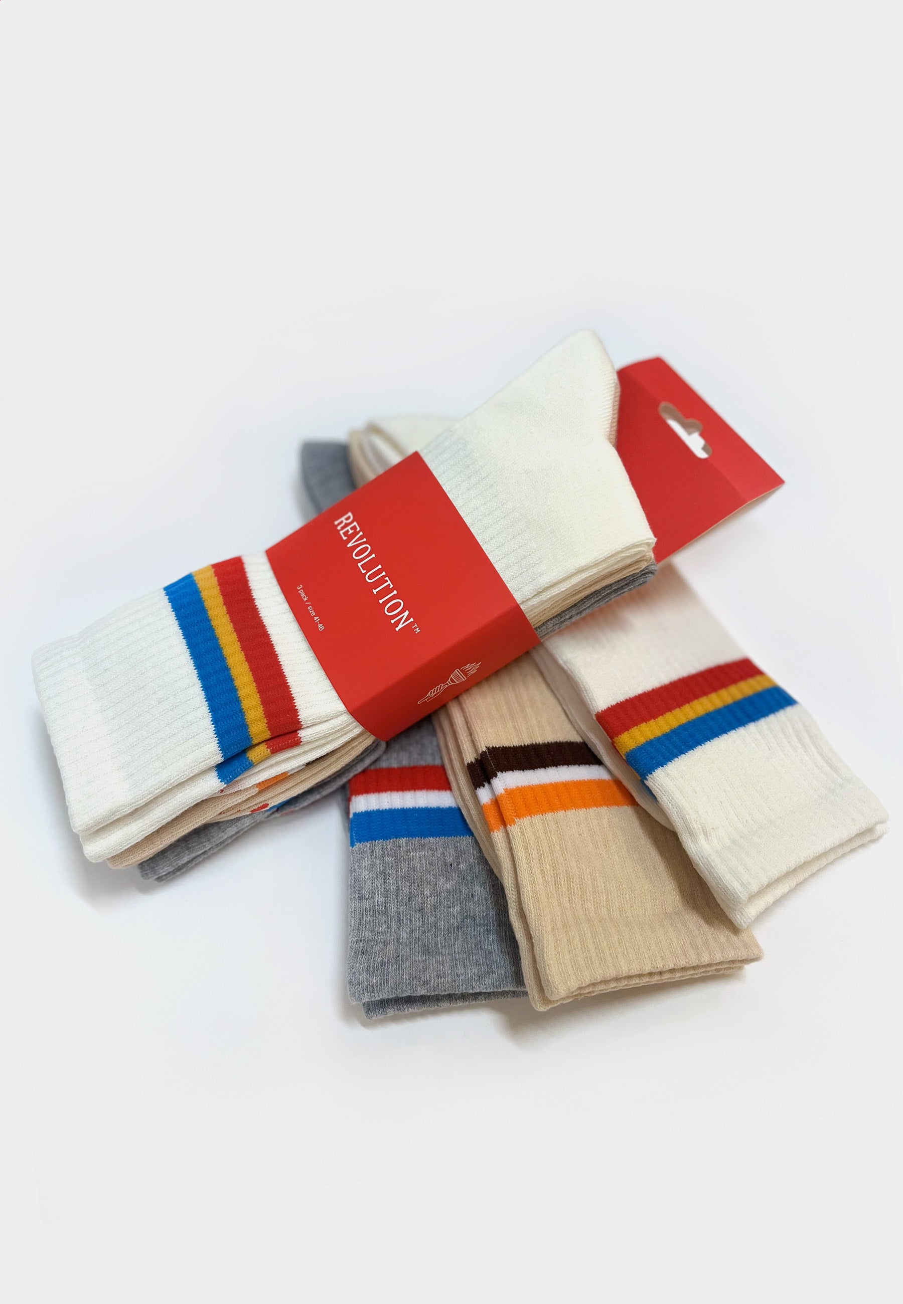 Revolution – Jaquard Crew Sock 3-pack i Multicolor