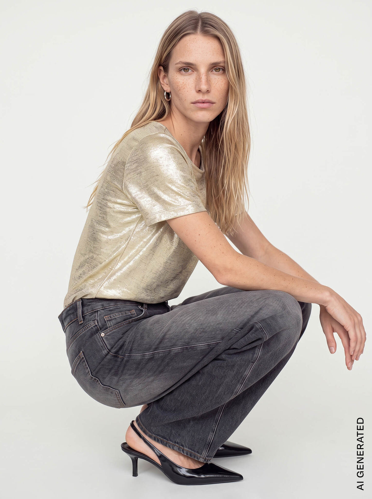 Mos Mosh - MMNiva O-SS Metallic Tee, guld