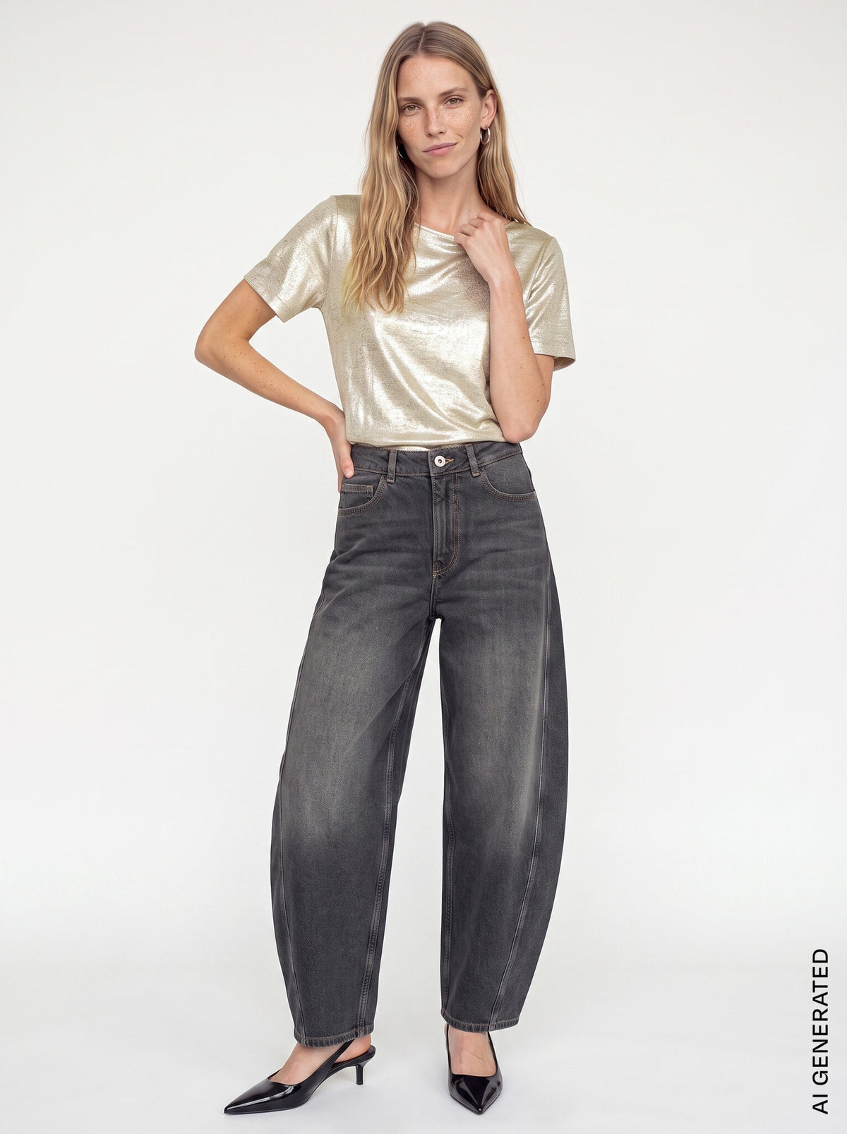 Mos Mosh - MMNiva O-SS Metallic Tee, guld