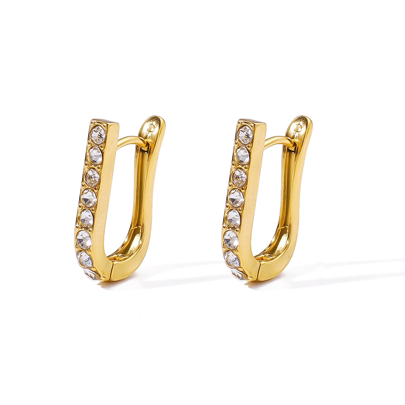 Bay - Oval Stone Hoop - Vandfaste øreringe