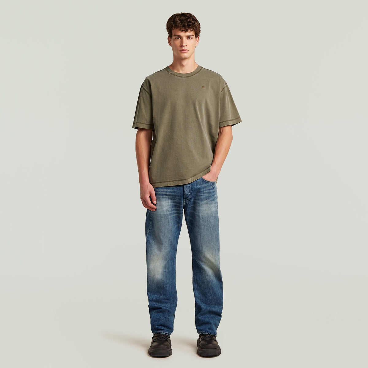 G-Star - Unit Washed Relaxed T-Shirt - Dark Khaki