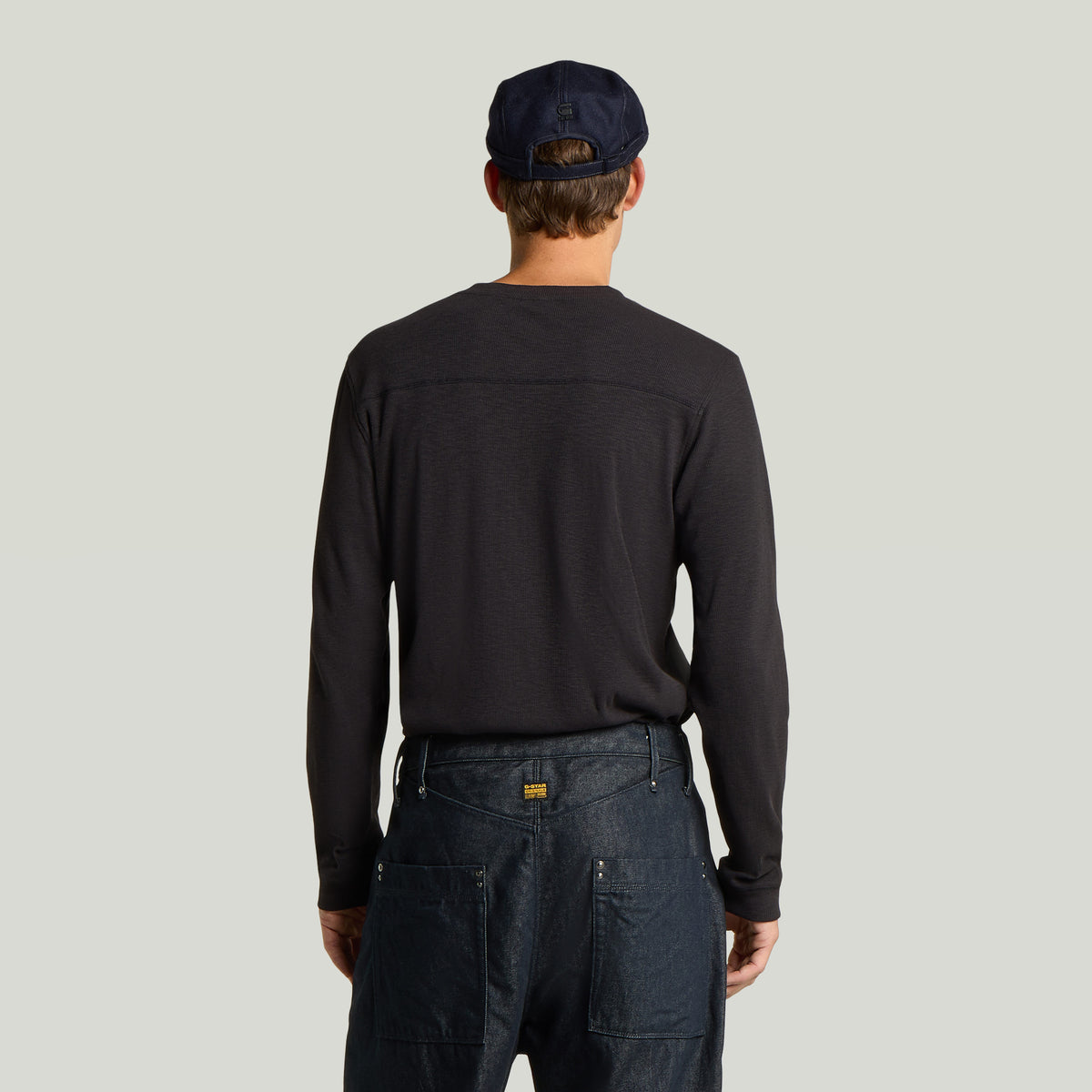 G-Star - Archival Slim Rib Henley - Dark Black