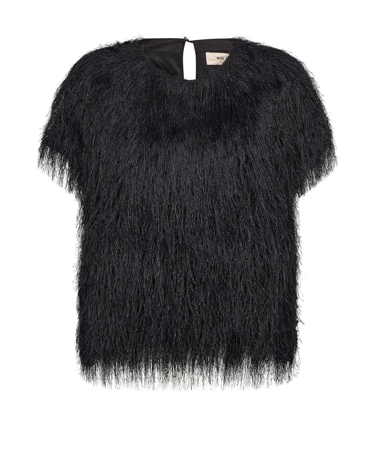 Mos Mosh – MMBrim O-SS Faux Fur Tee – Black