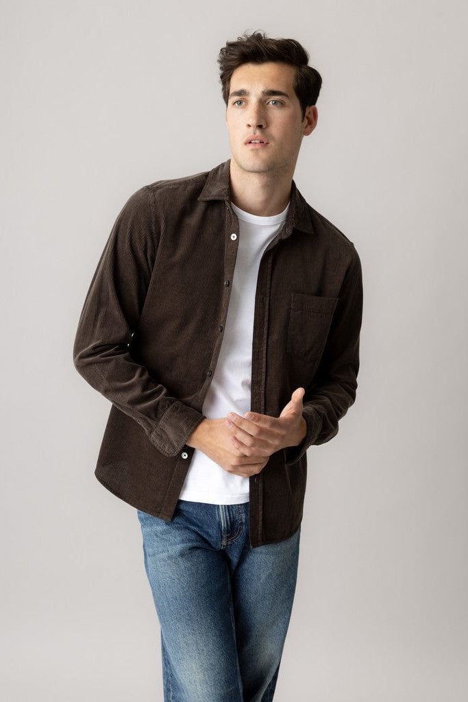Mos Mosh Gallery - MMGAlden Corduroy Shirt Black Coffee