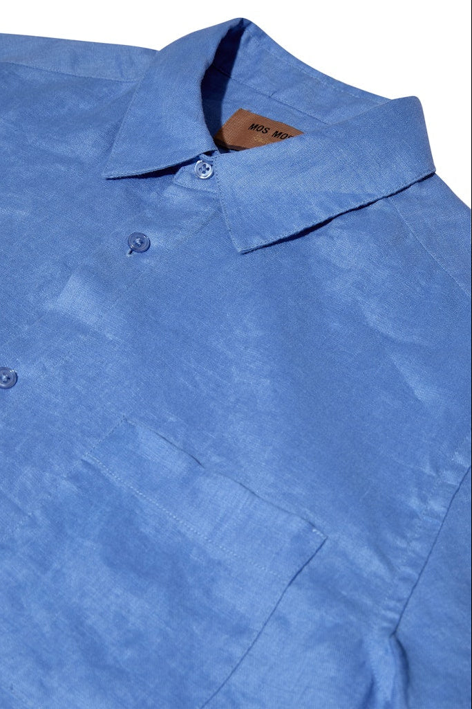 Mos Mosh Gallery - MMGTheo Linen SS Skjorte Blå
