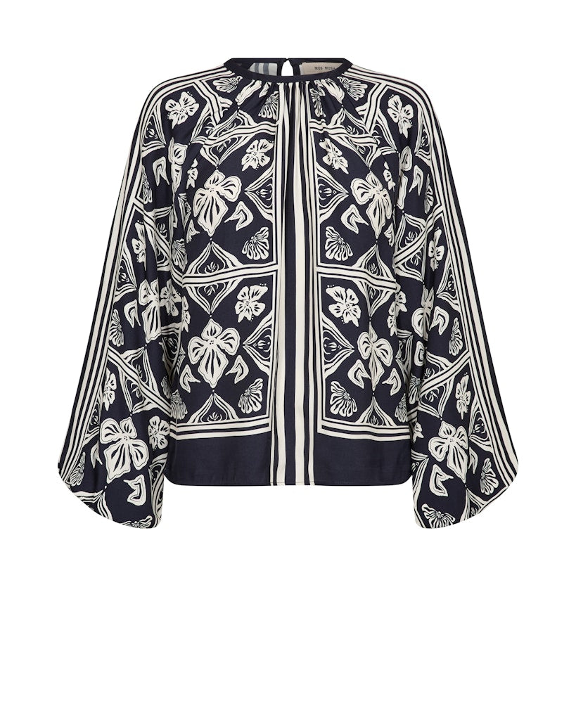 Mos Mosh - MMMilkey Linocut Blouse, Navy