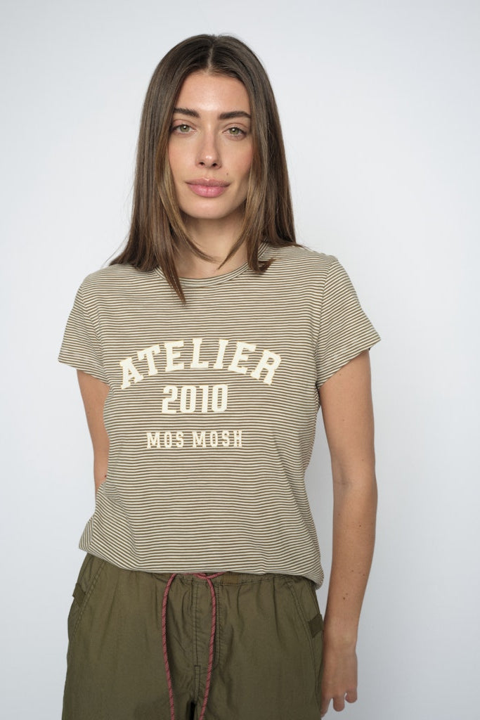 Mos Mosh - MMCamp O-SS Stripe Tee Olive