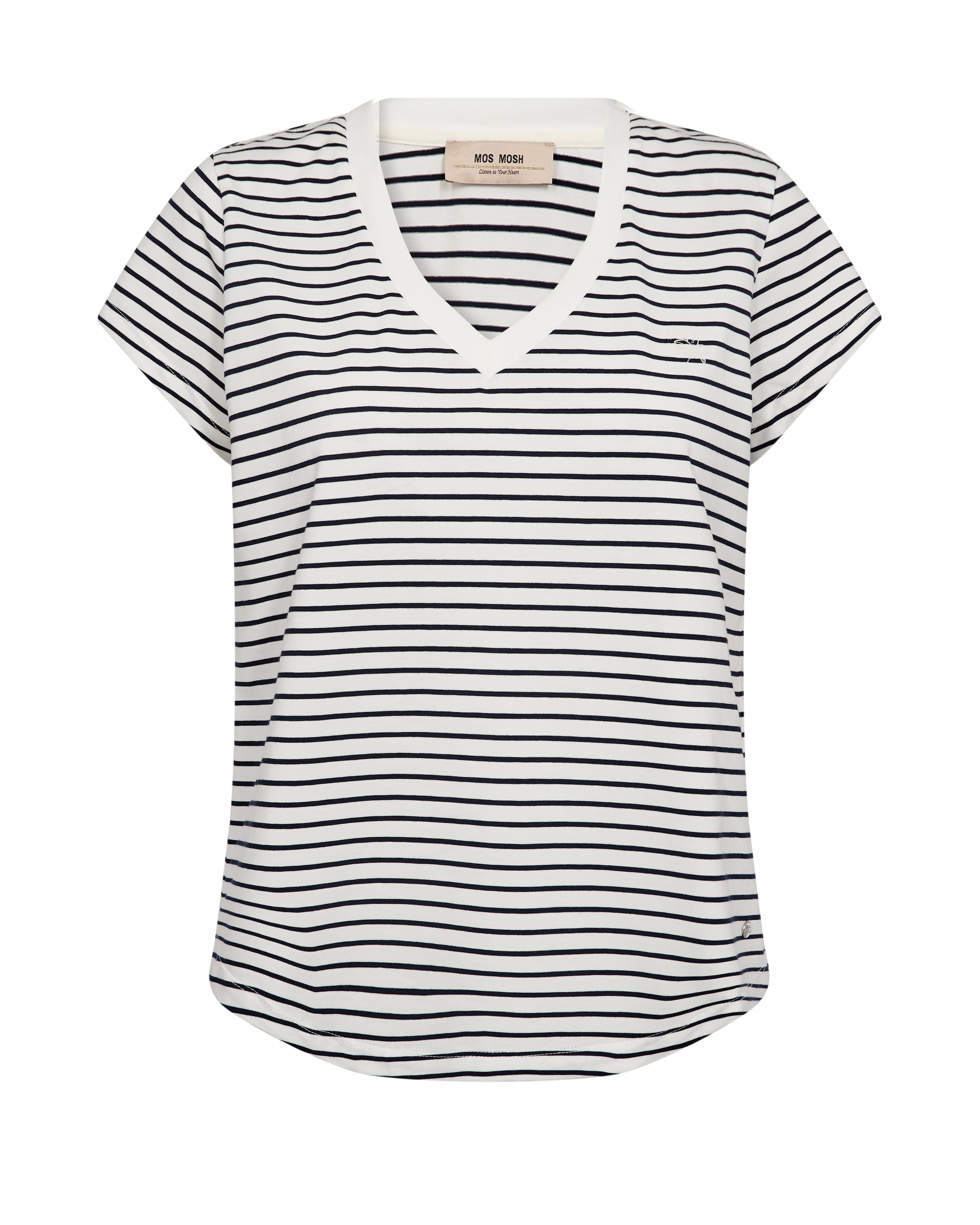 Mos Mosh - MMKala V-SS Stripe Tee, navy