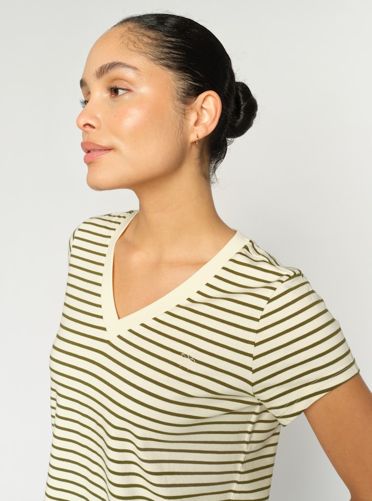 Mos Mosh - MMKala Stripe t-shirt, Olive