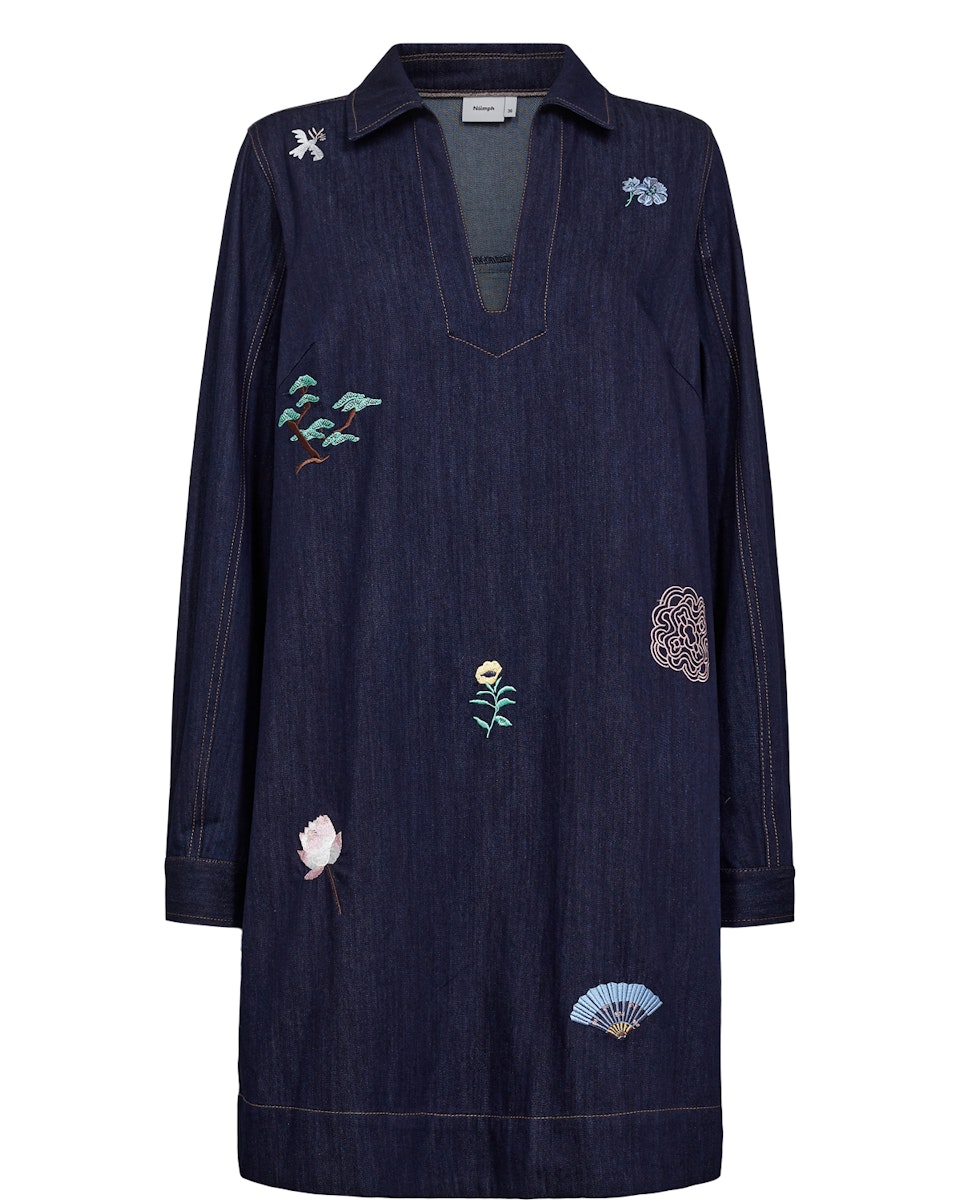 Nümph - NUChiku denim kjole med broderi