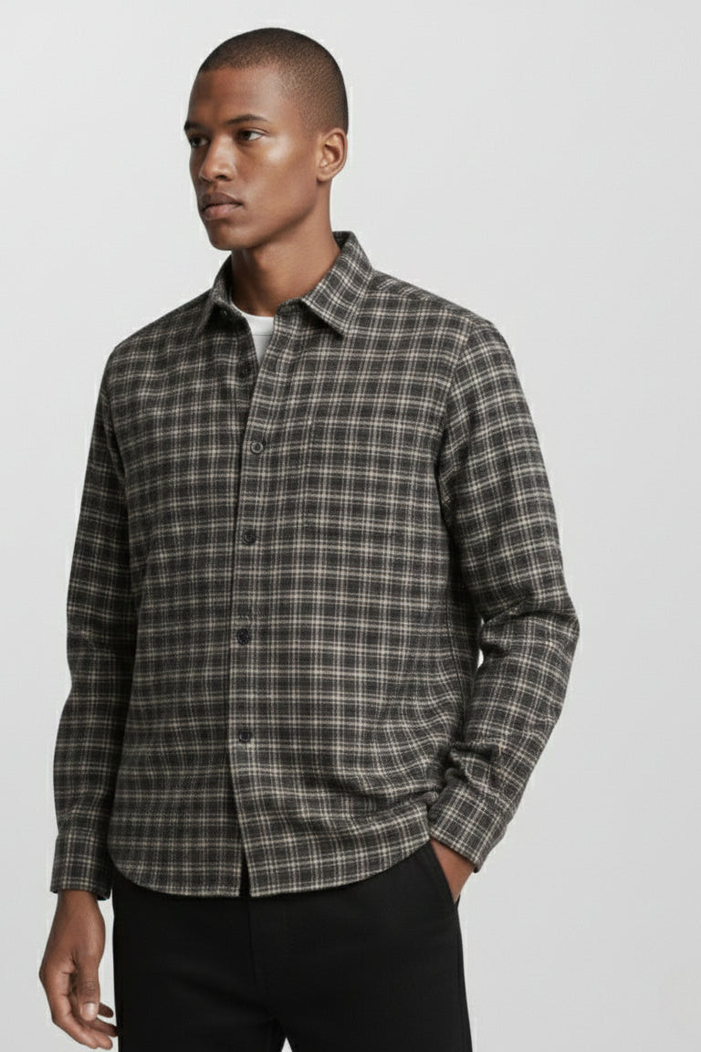 PLENUM STUDIO - Lars Core Checked Flannel Skjorte Brown Check