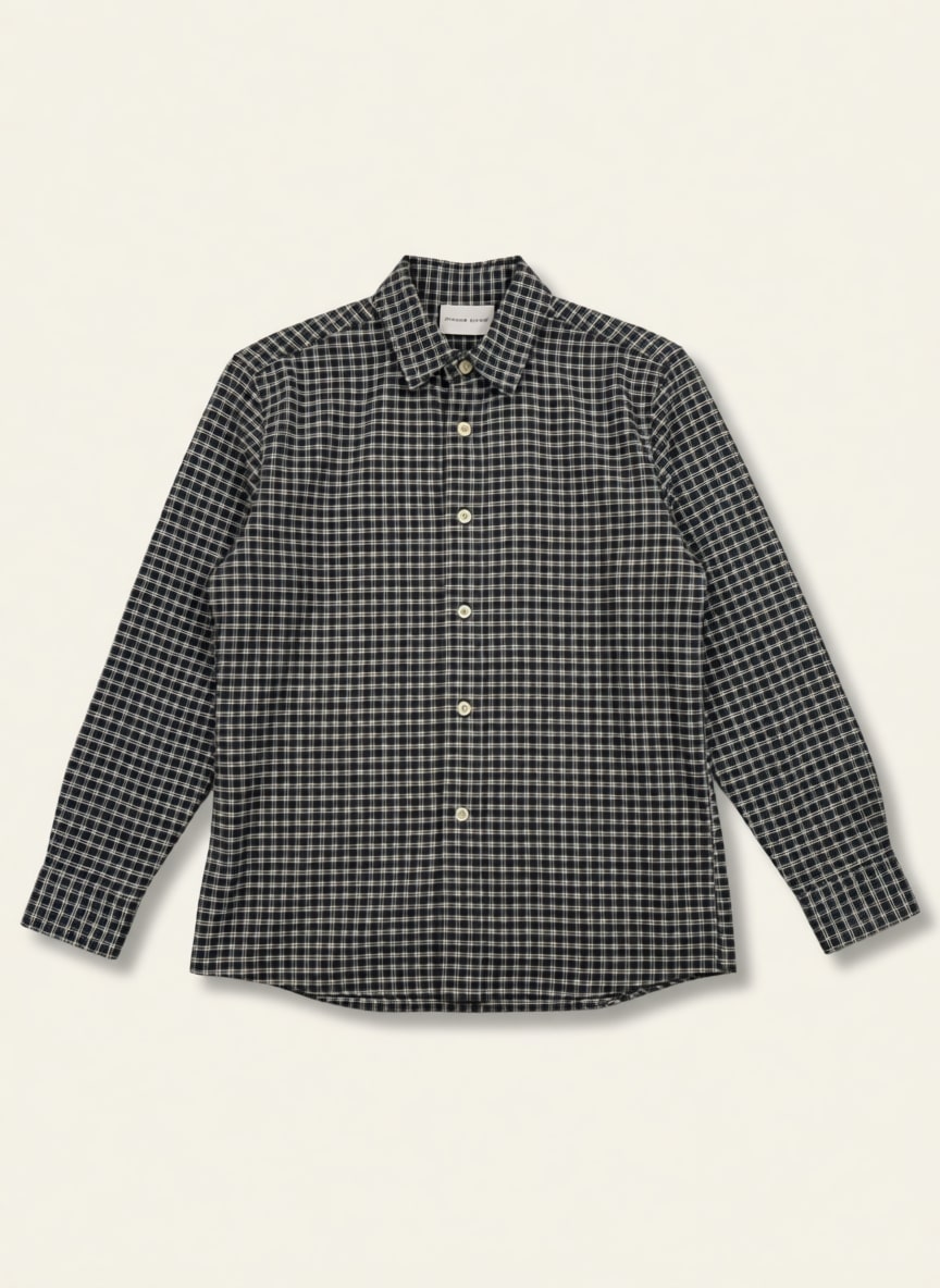 PLENUM STUDIO - Lars Core Checked Flannel Skjorte Charcoal Checked