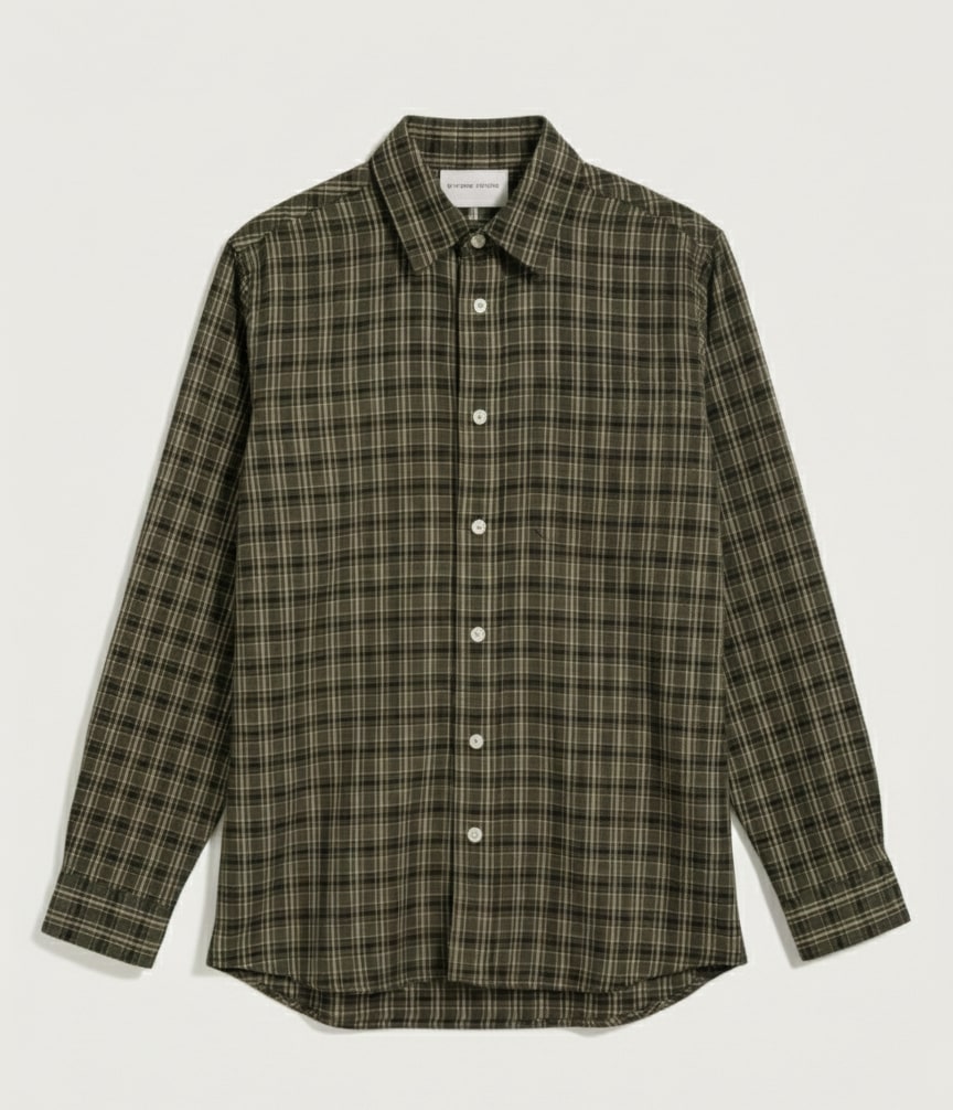 PLENUM STUDIO - Lars Core Checked Flannel Skjorte Green Check