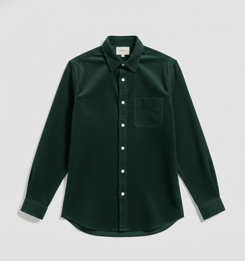 PLENUM STUDIO - Nils Core Corduroy Skjorte Deep Bottle Green