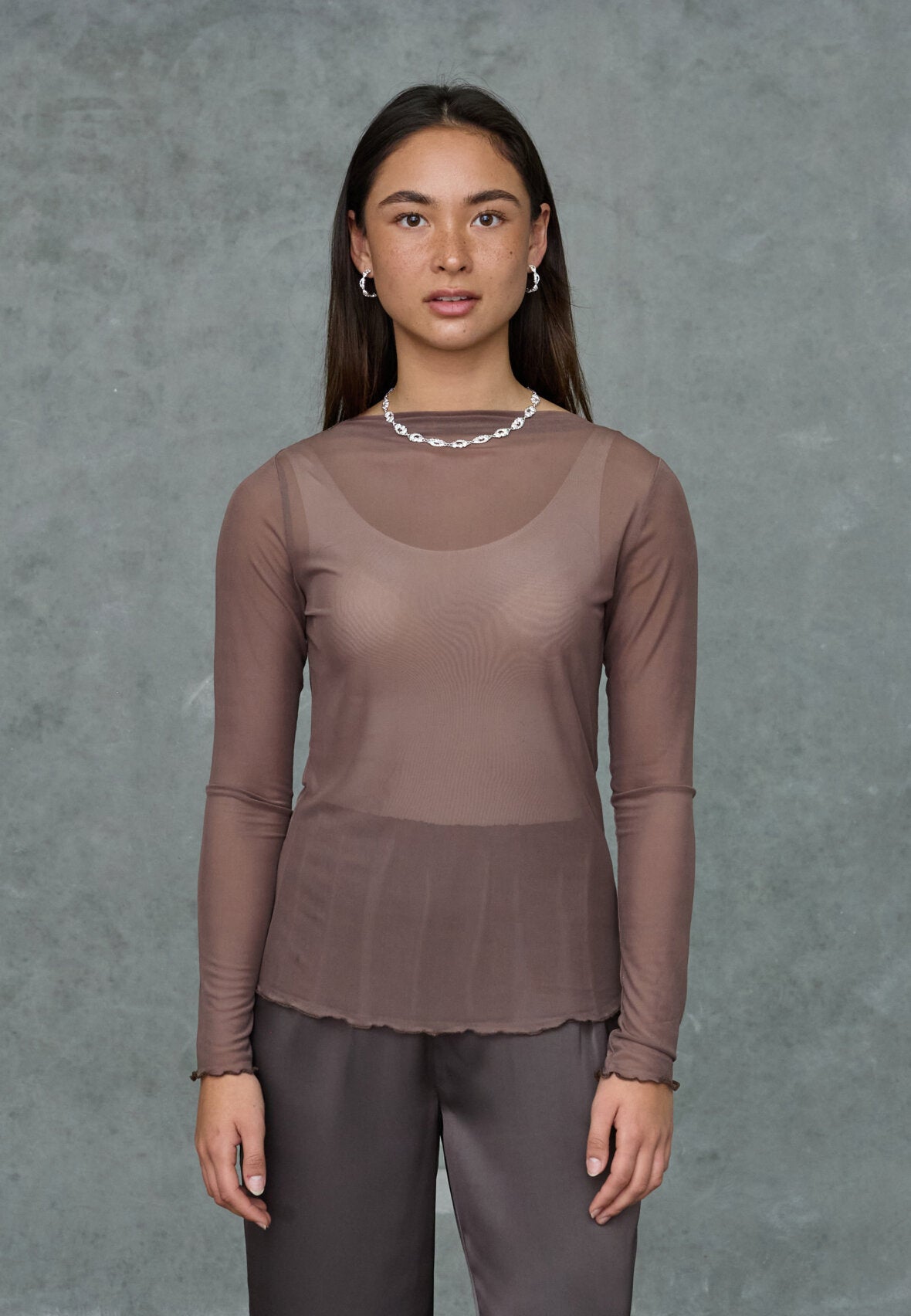 Love & Divine - Love1199-2 Mesh bluse i brun